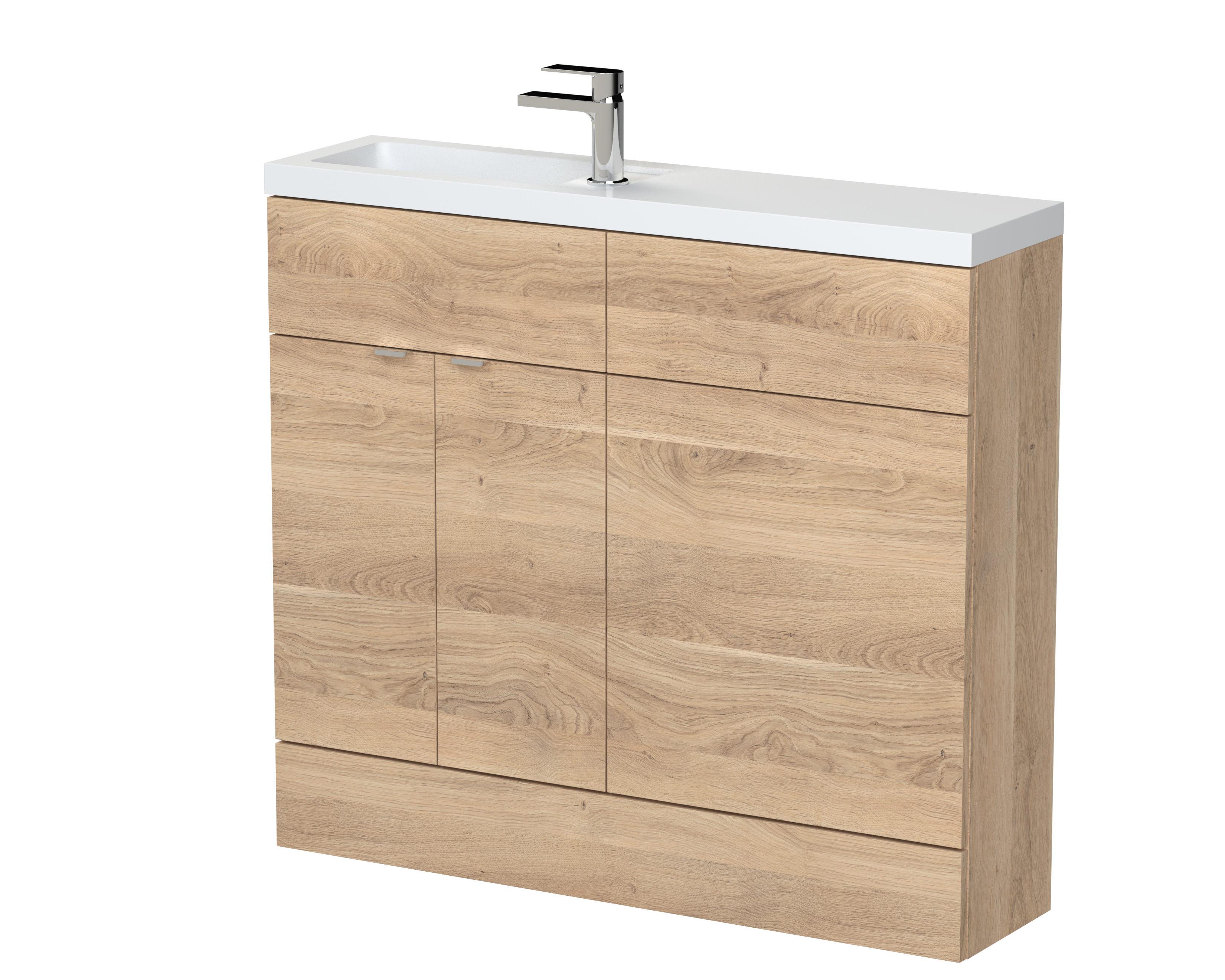 Hudson Reed Fusion Bleached Oak 1000mm Vanity Unit Pack Unit and WC Compact CBI3042