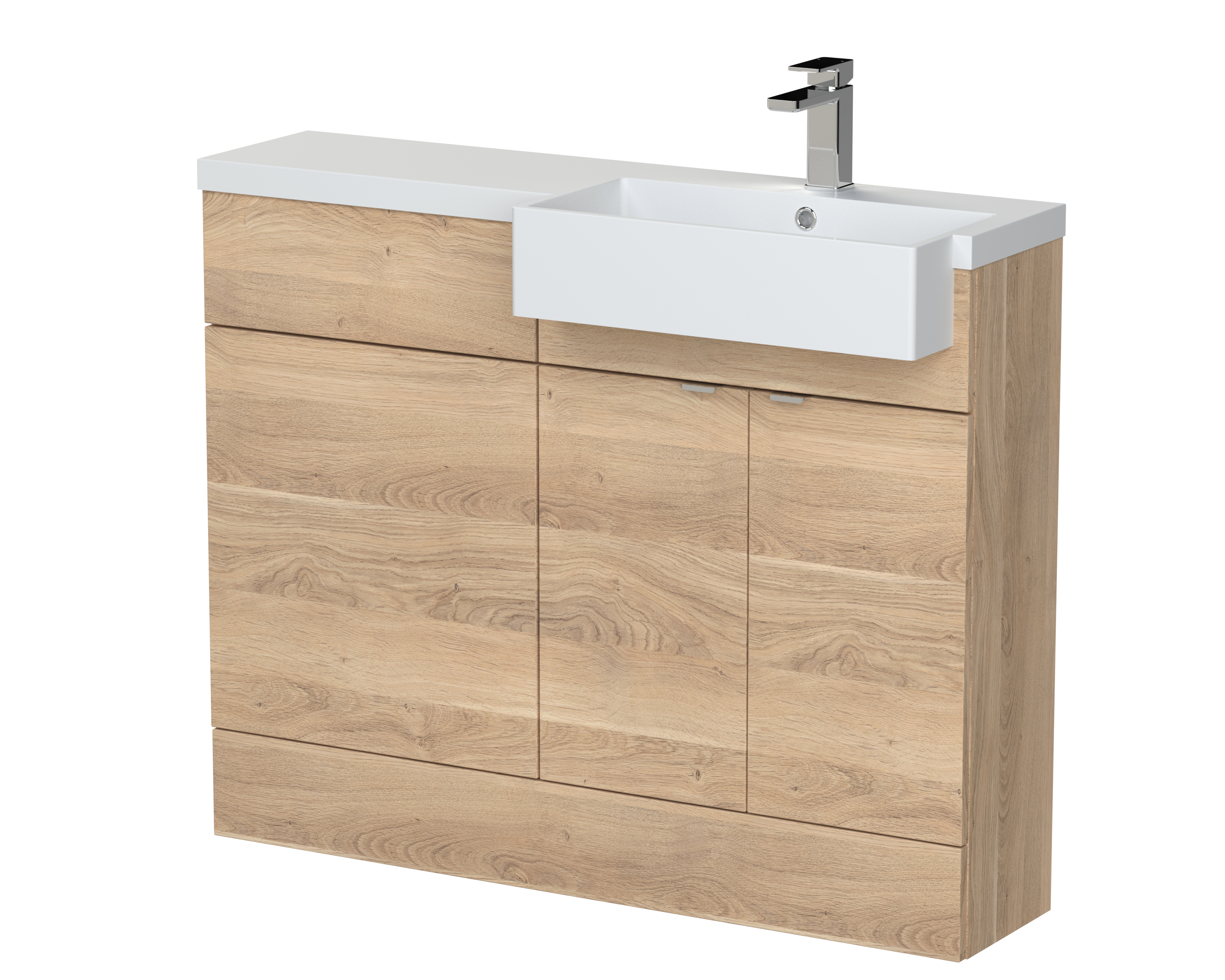 Hudson Reed Fusion Bleached Oak 1100mm Vanity Unit Pack Unit and Right Hand Semi Recessed Basin CBI3051