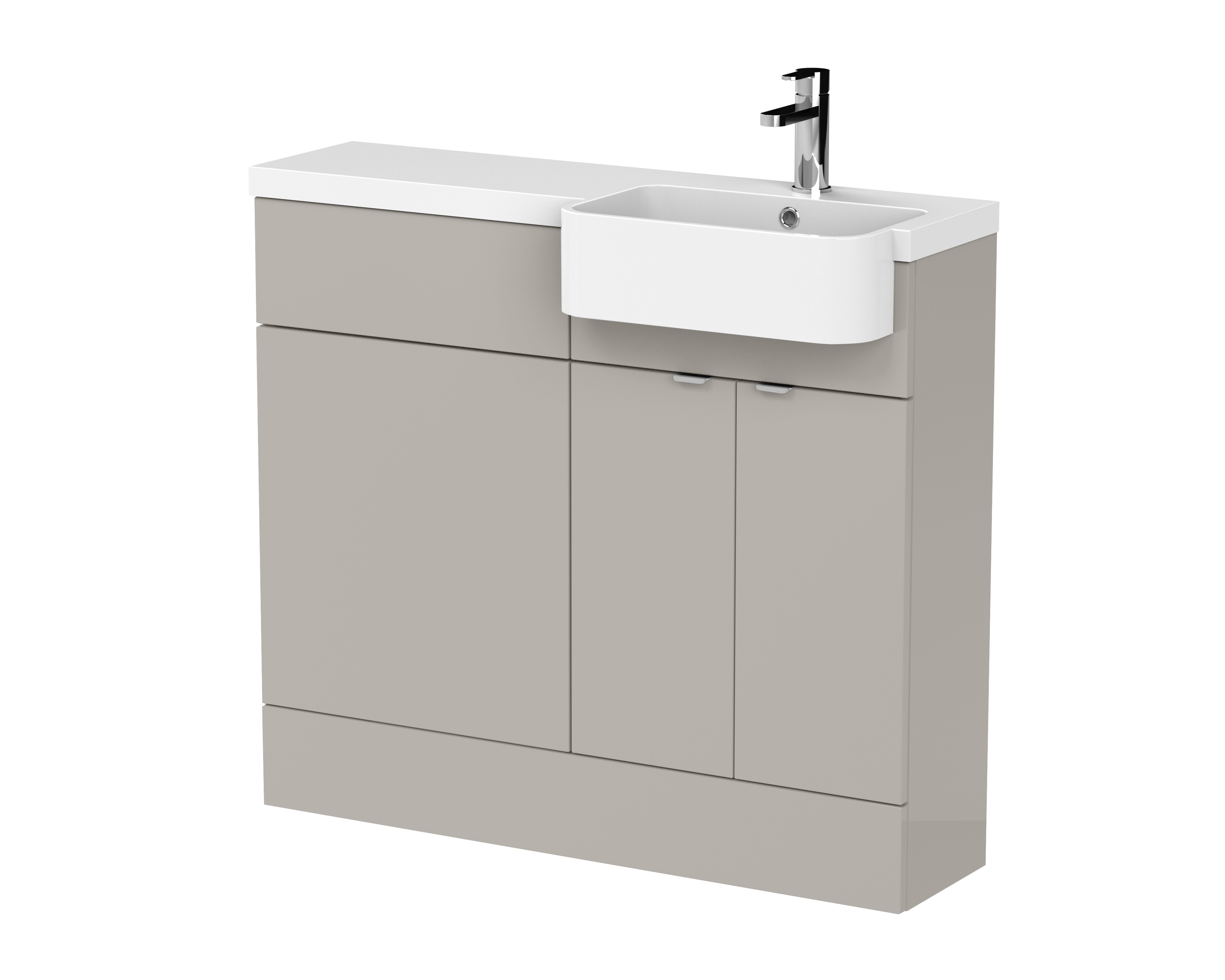 Hudson Reed Fusion Pebble Grey 1000mm Vanity Unit Pack Unit and Right Hand Semi Recessed Basin CBI3245