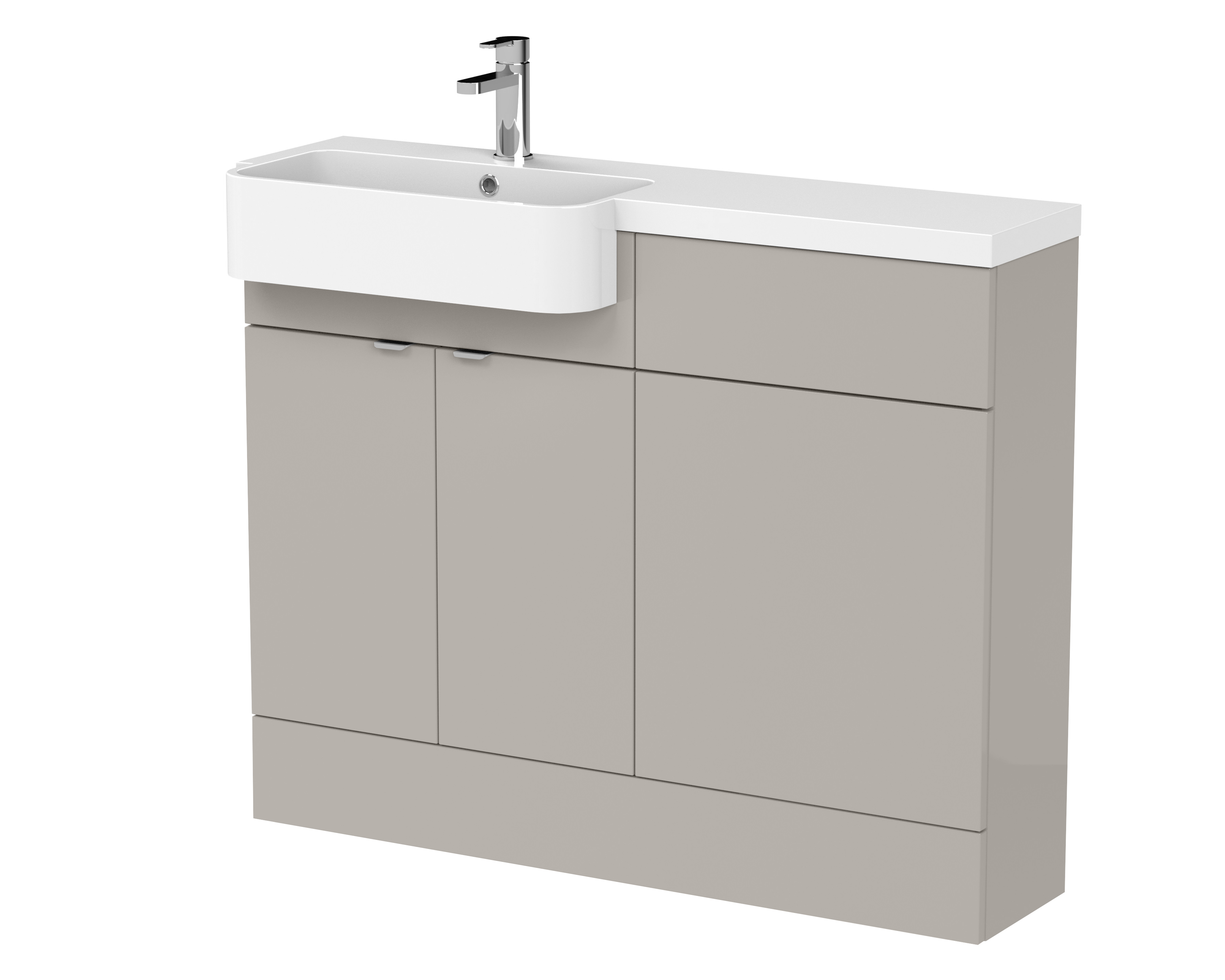 Hudson Reed Fusion Pebble Grey 1100mm Vanity Unit Pack Unit and Left Hand Semi Recessed Basin CBI3246