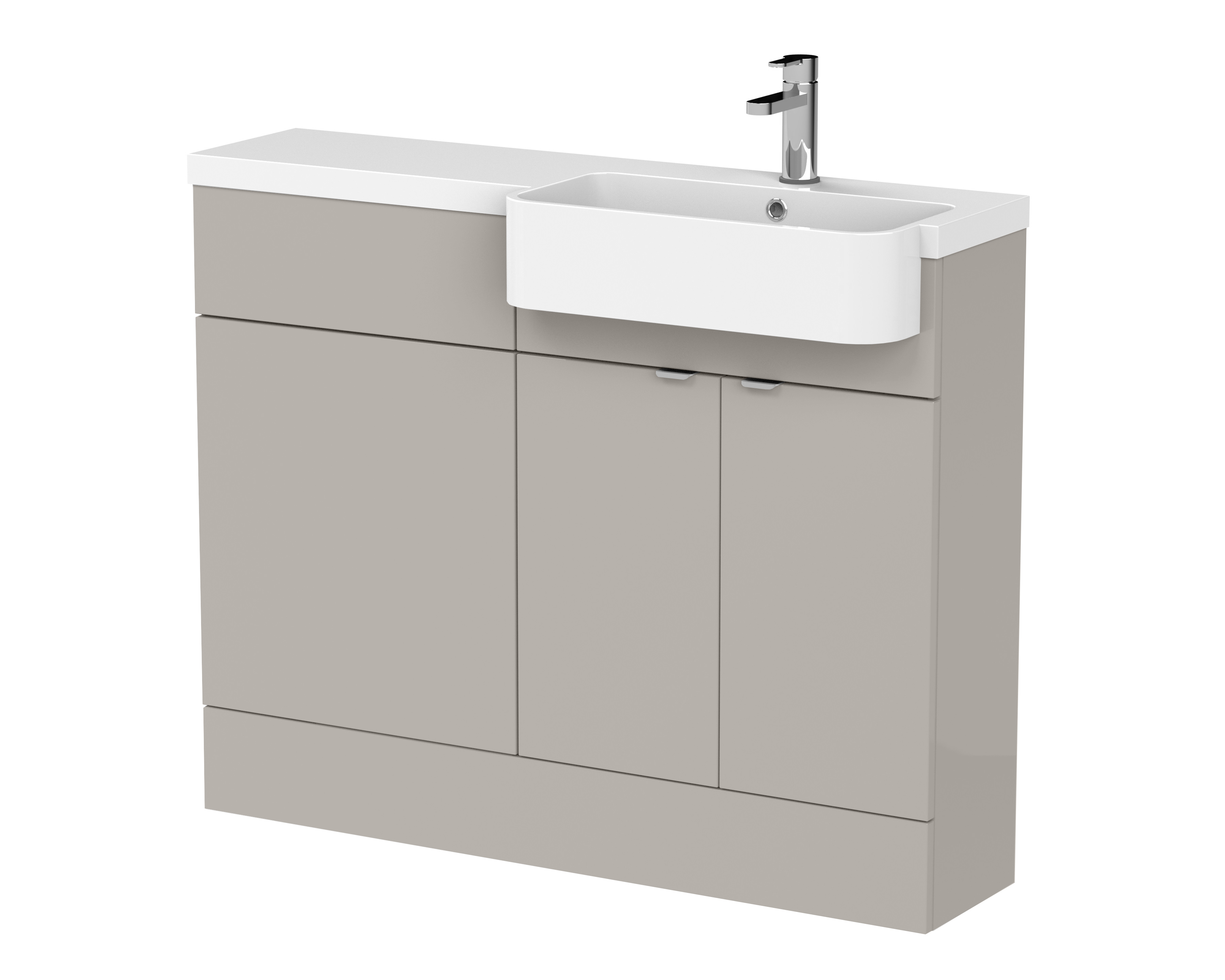 Hudson Reed Fusion Pebble Grey 1100mm Vanity Unit Pack Unit and Right Hand Semi Recessed Basin CBI3247