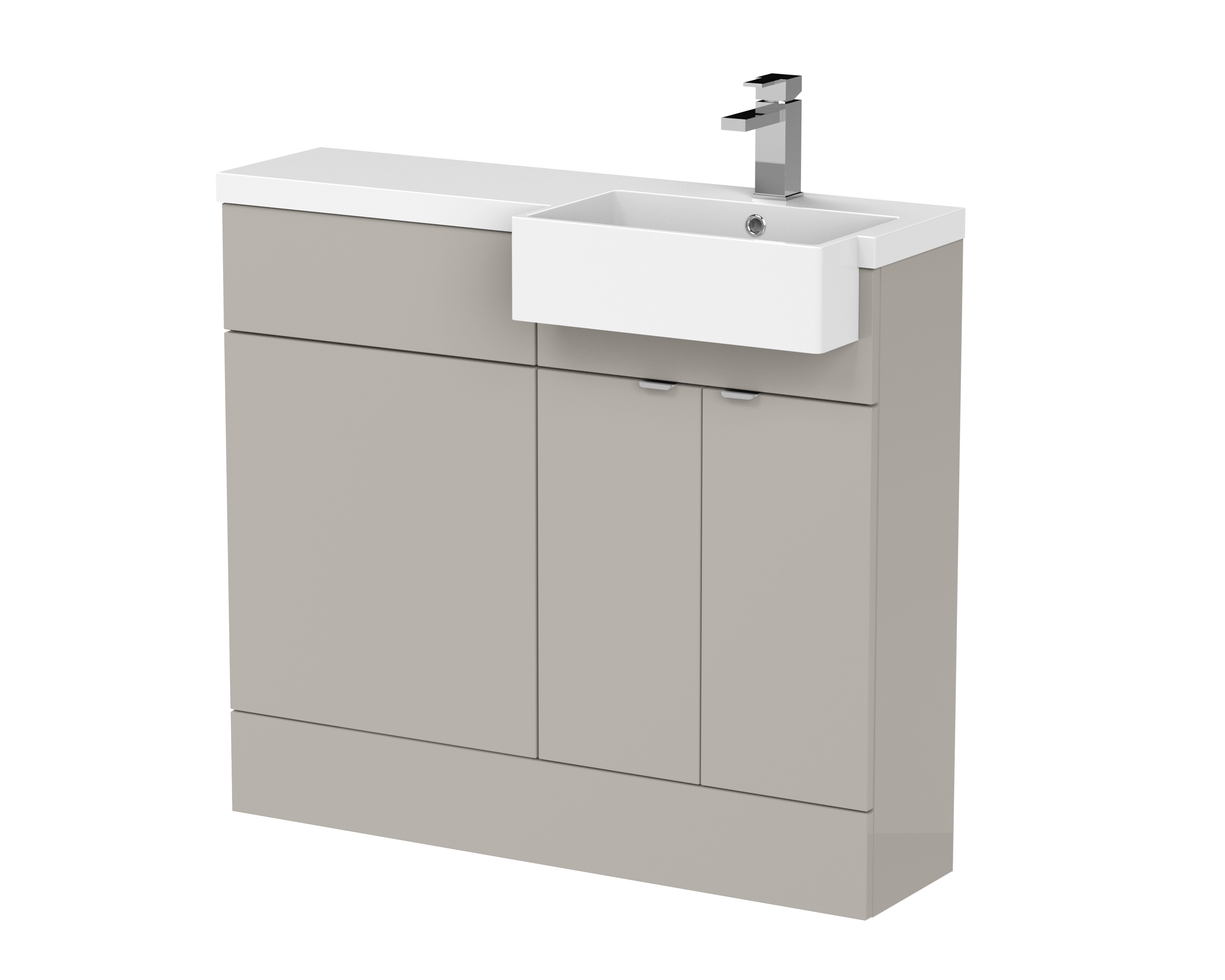 Hudson Reed Fusion Pebble Grey 1000mm Vanity Unit Pack Unit and Right Hand Semi Recessed Basin CBI3249