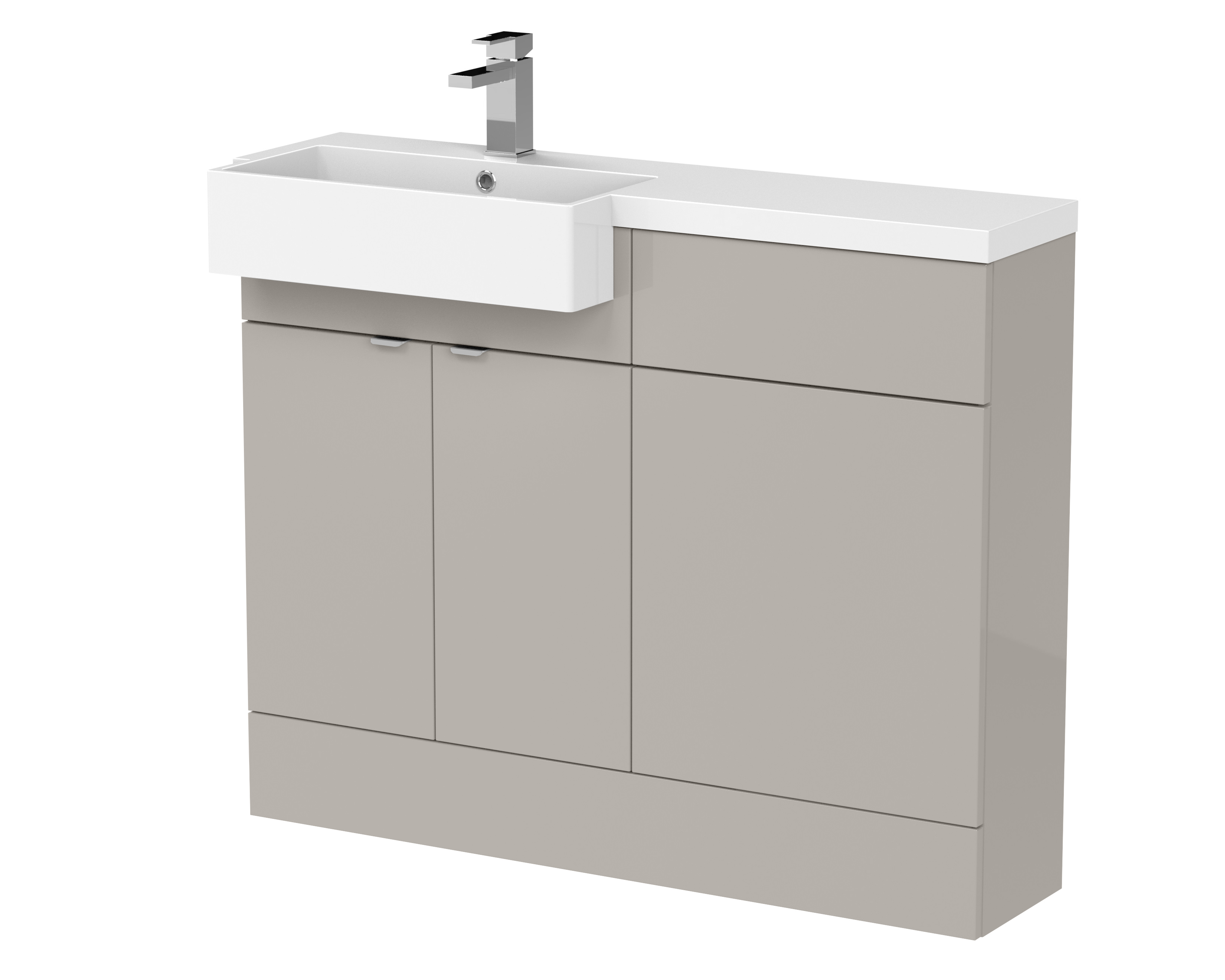 Hudson Reed Fusion Pebble Grey 1100mm Vanity Unit Pack Unit and Left Hand Semi Recessed Basin CBI3250