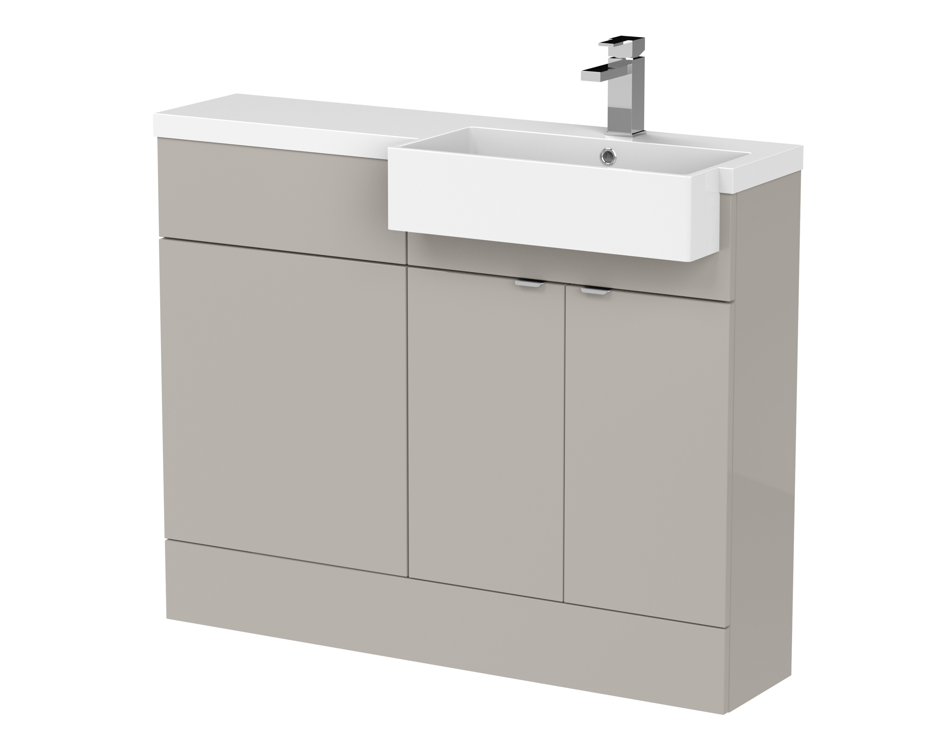Hudson Reed Fusion Pebble Grey 1100mm Vanity Unit Pack Unit and Right Hand Semi Recessed Basin CBI3251