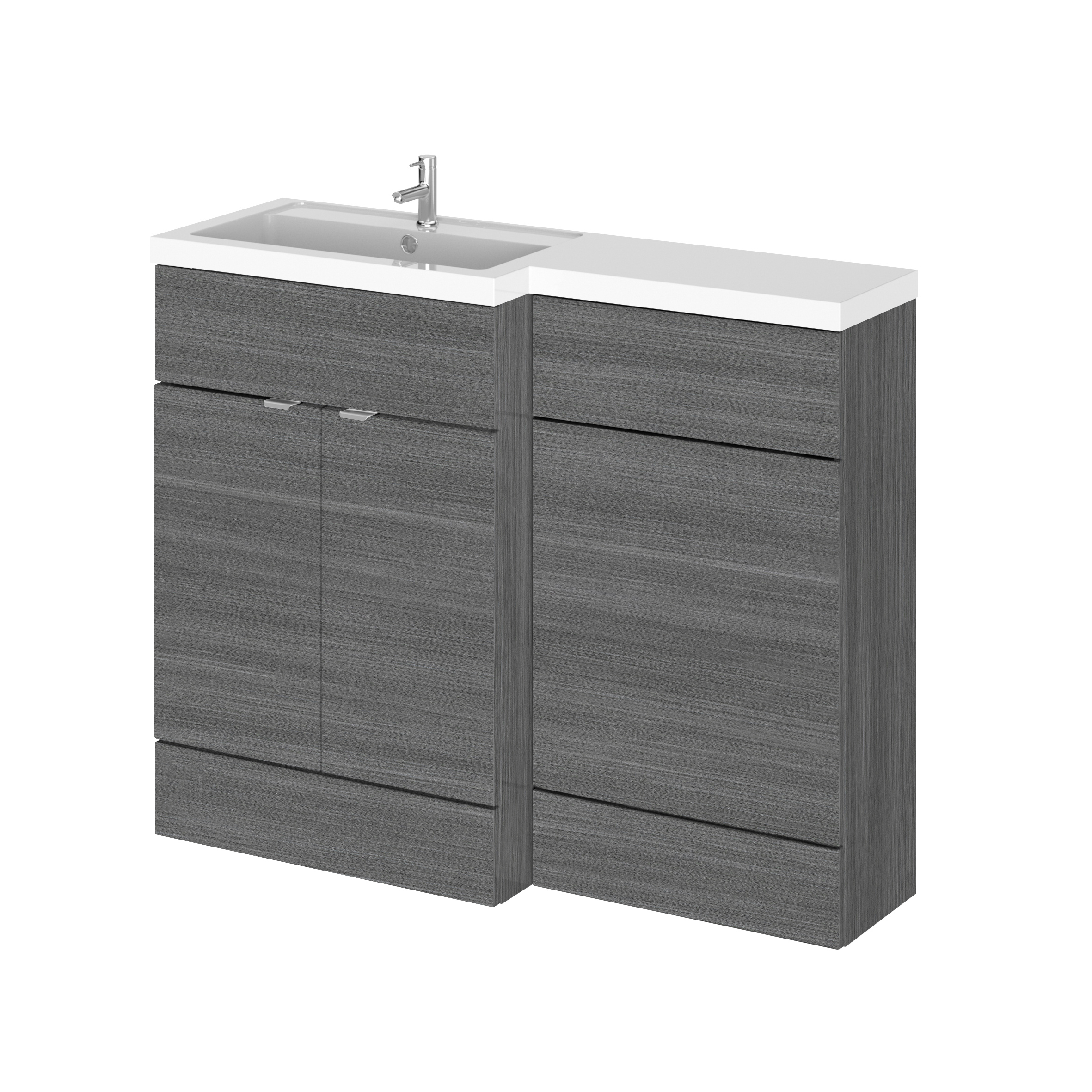 Hudson Reed Fusion Anthracite Woodgrain 1100mm Left Hand Vanity Unit Pack CBI502
