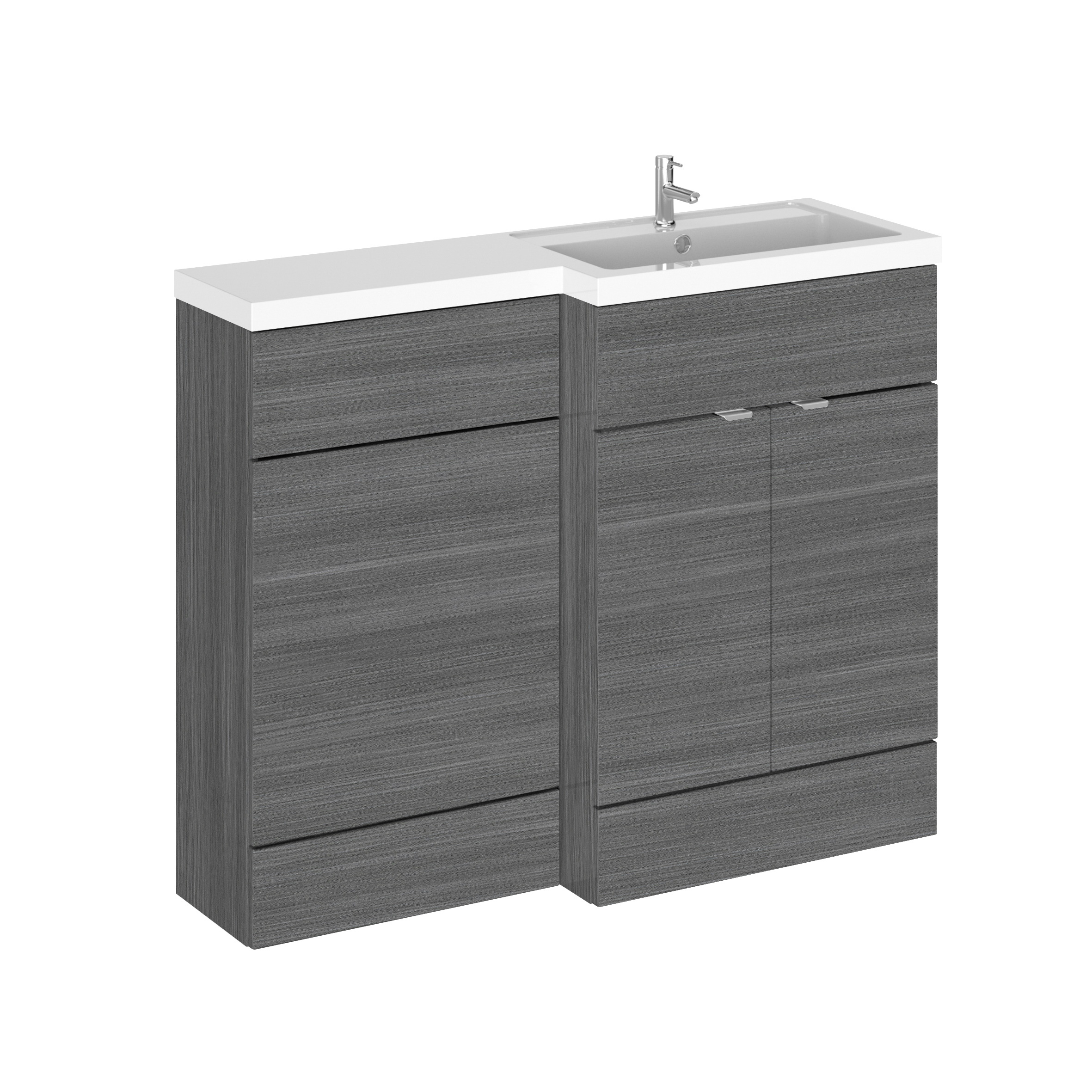 Hudson Reed Fusion Anthracite Woodgrain 1100mm Right Hand Vanity Unit Pack CBI503