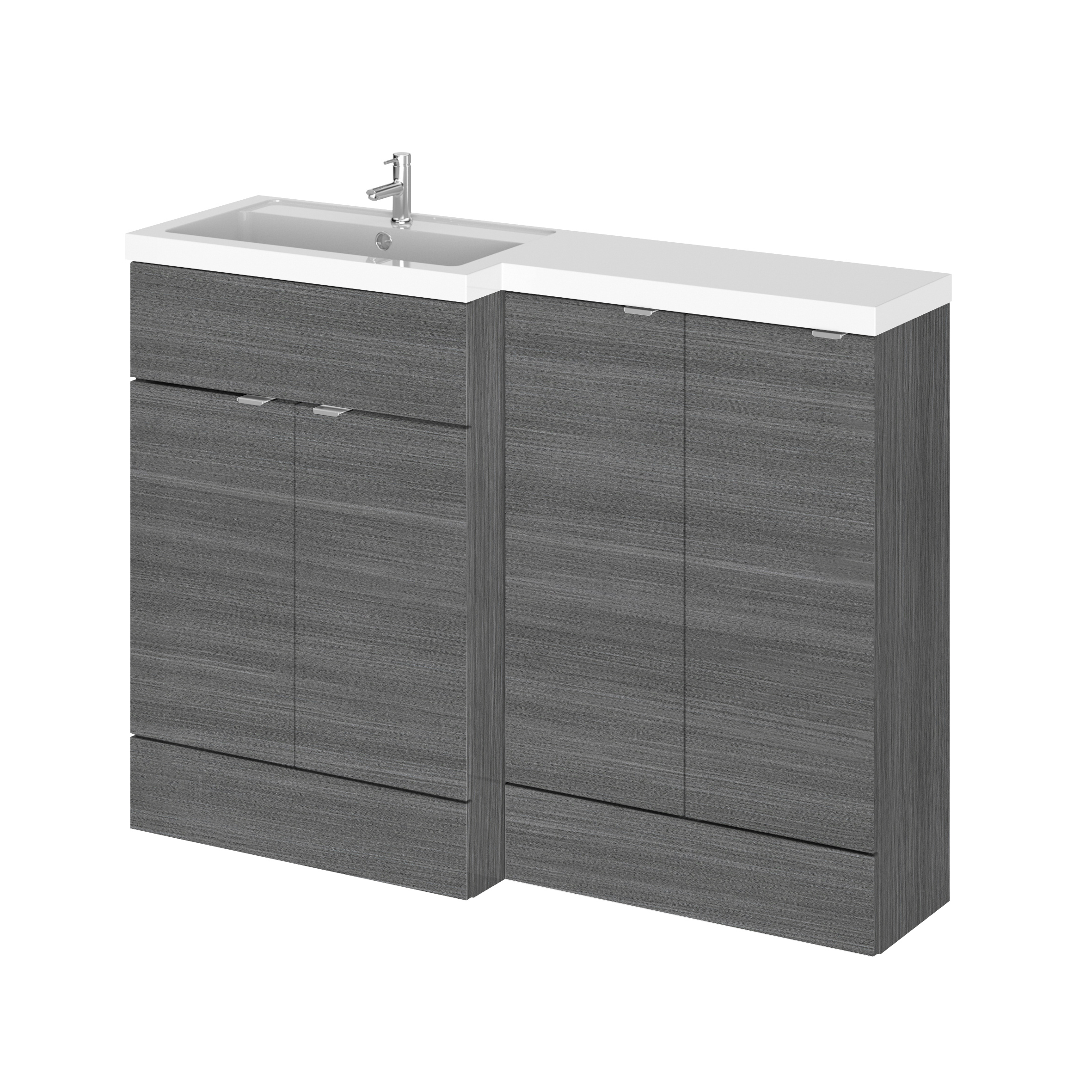 Hudson Reed Fusion Anthracite Woodgrain 1200mm Left Hand Vanity Unit Pack CBI511