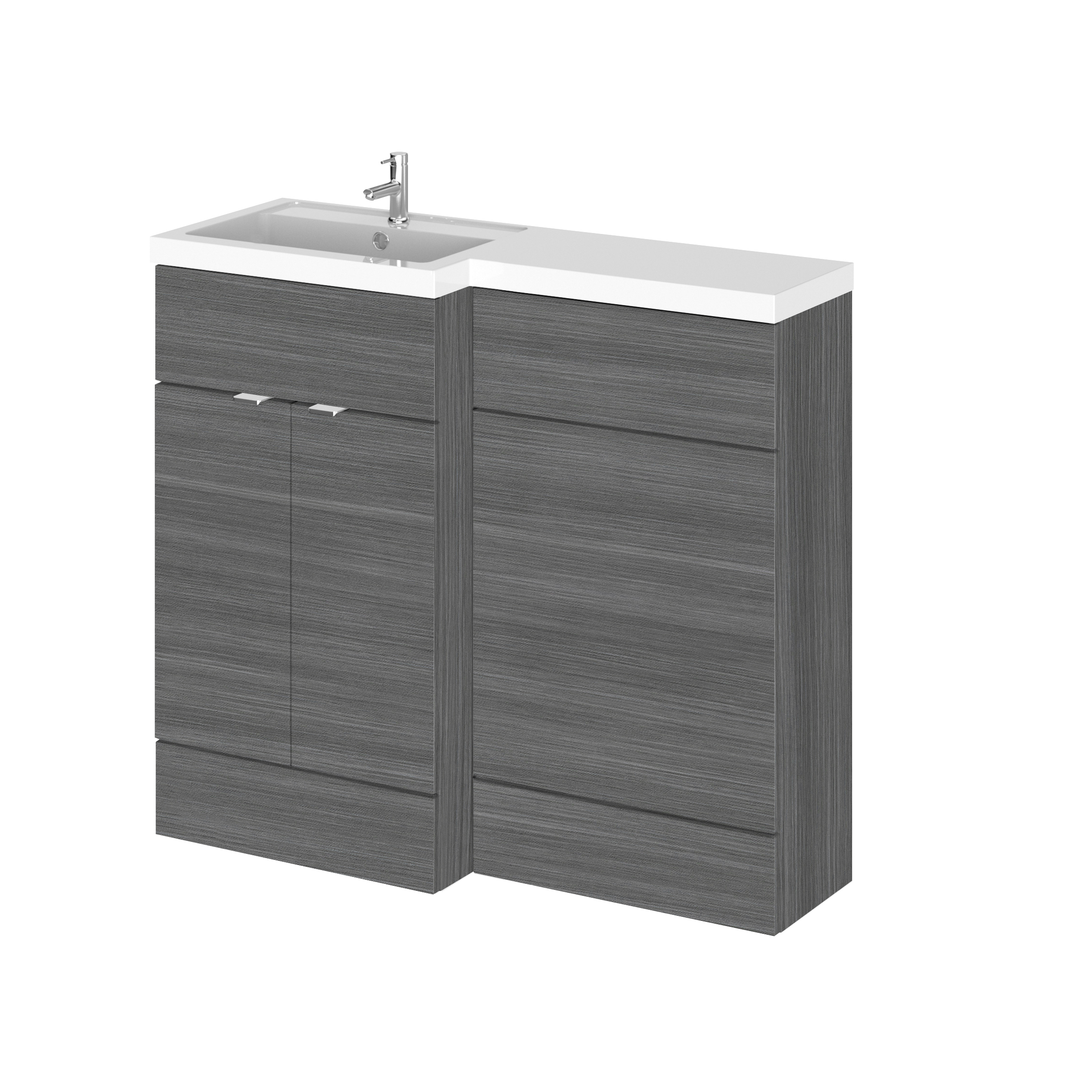Hudson Reed Fusion Anthracite Woodgrain 1000mm Left Hand Vanity Unit Pack CBI526