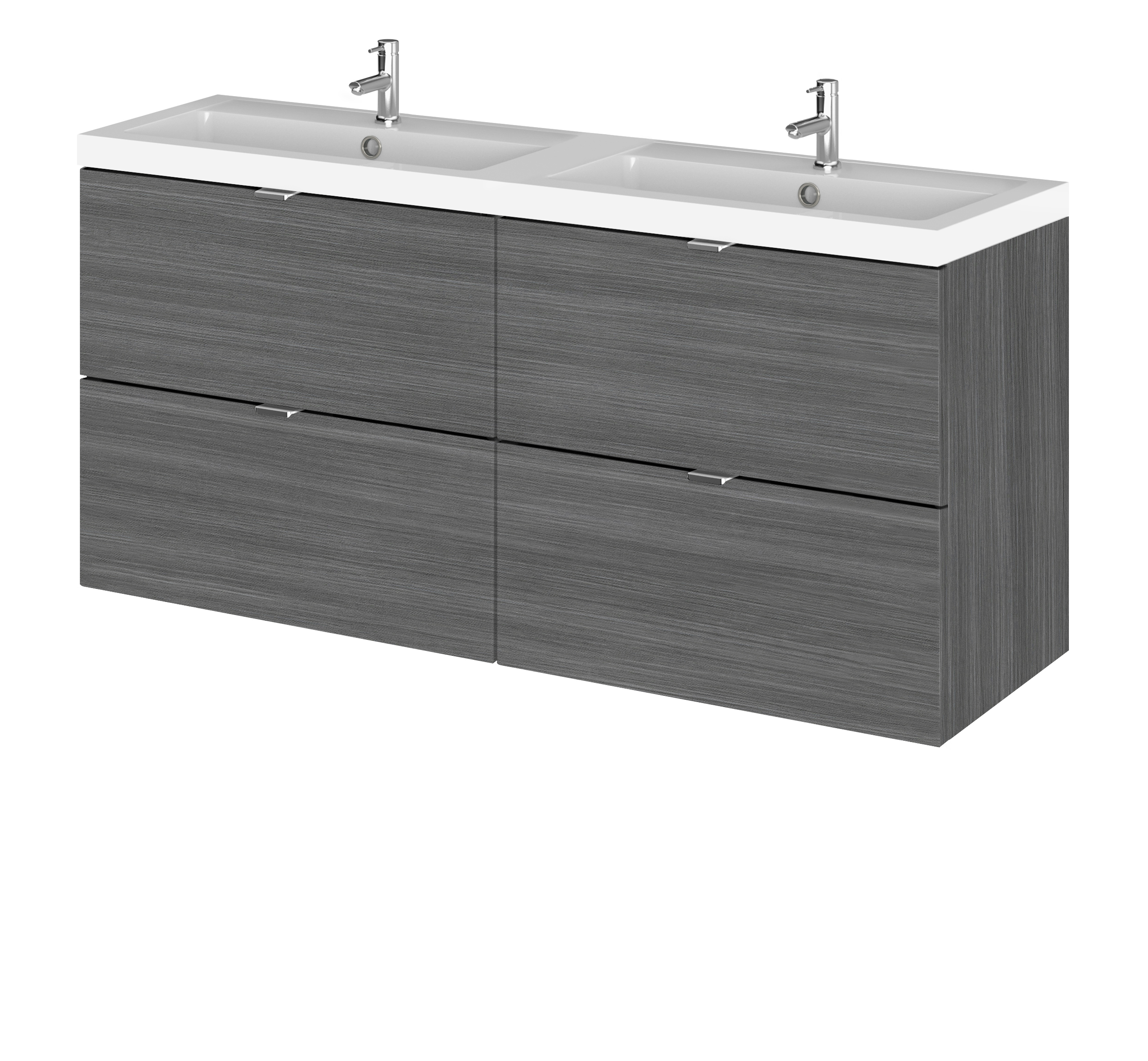 Hudson Reed Fusion Anthracite Woodgrain 1200mm Vanity Unit and Double Basin CBI532