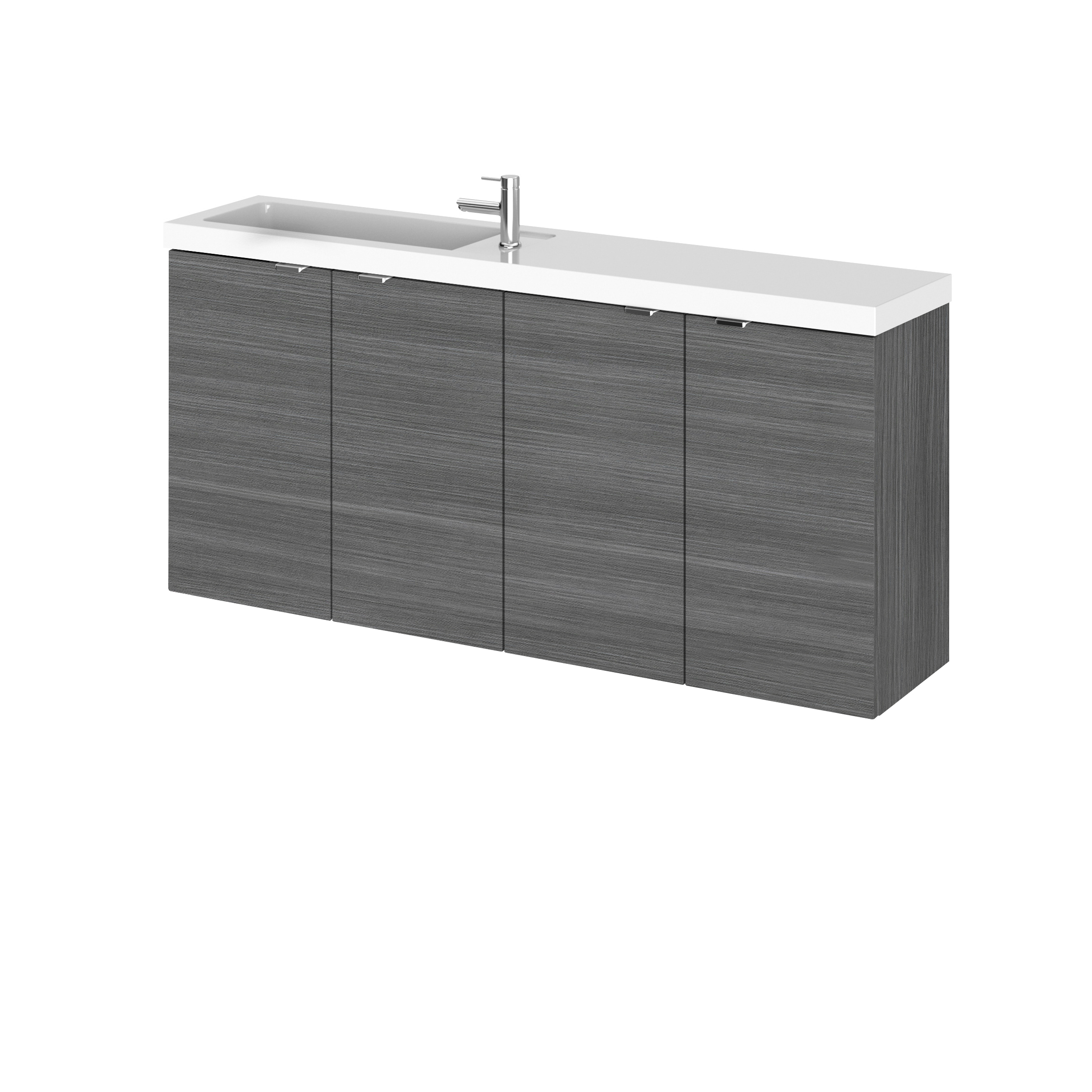 Hudson Reed Fusion Anthracite Woodgrain 1200mm Vanity Unit and Basin Compact CBI535