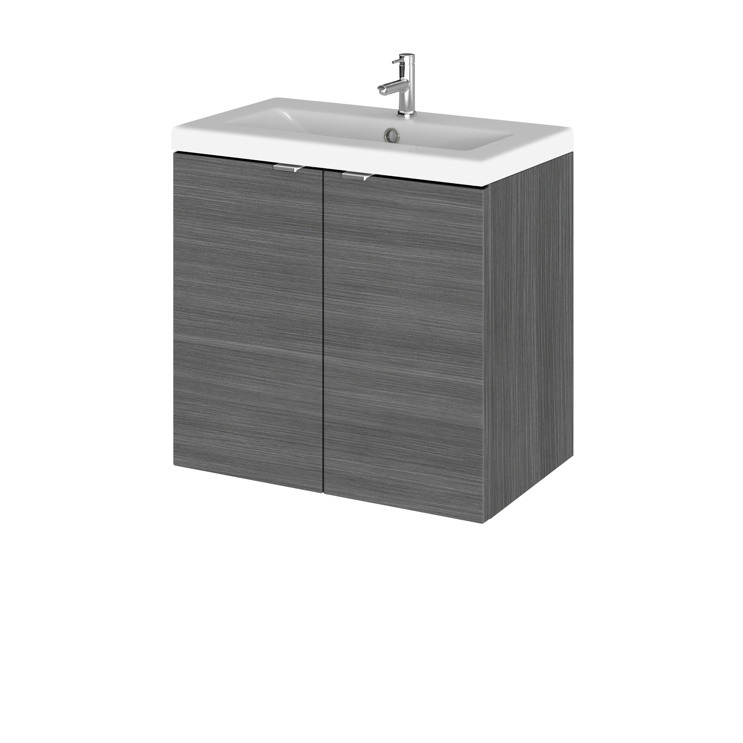Hudson Reed Fusion Anthracite Woodgrain 600mm Vanity Unit and Ceramic Basin CBI536A