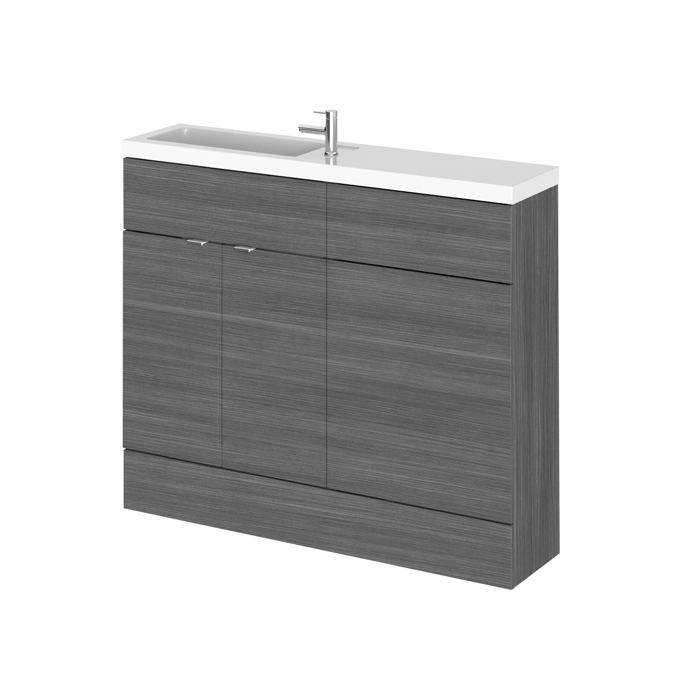 Hudson Reed Fusion Anthracite Woodgrain 1000mm Vanity Unit Pack and WC Compact CBI542