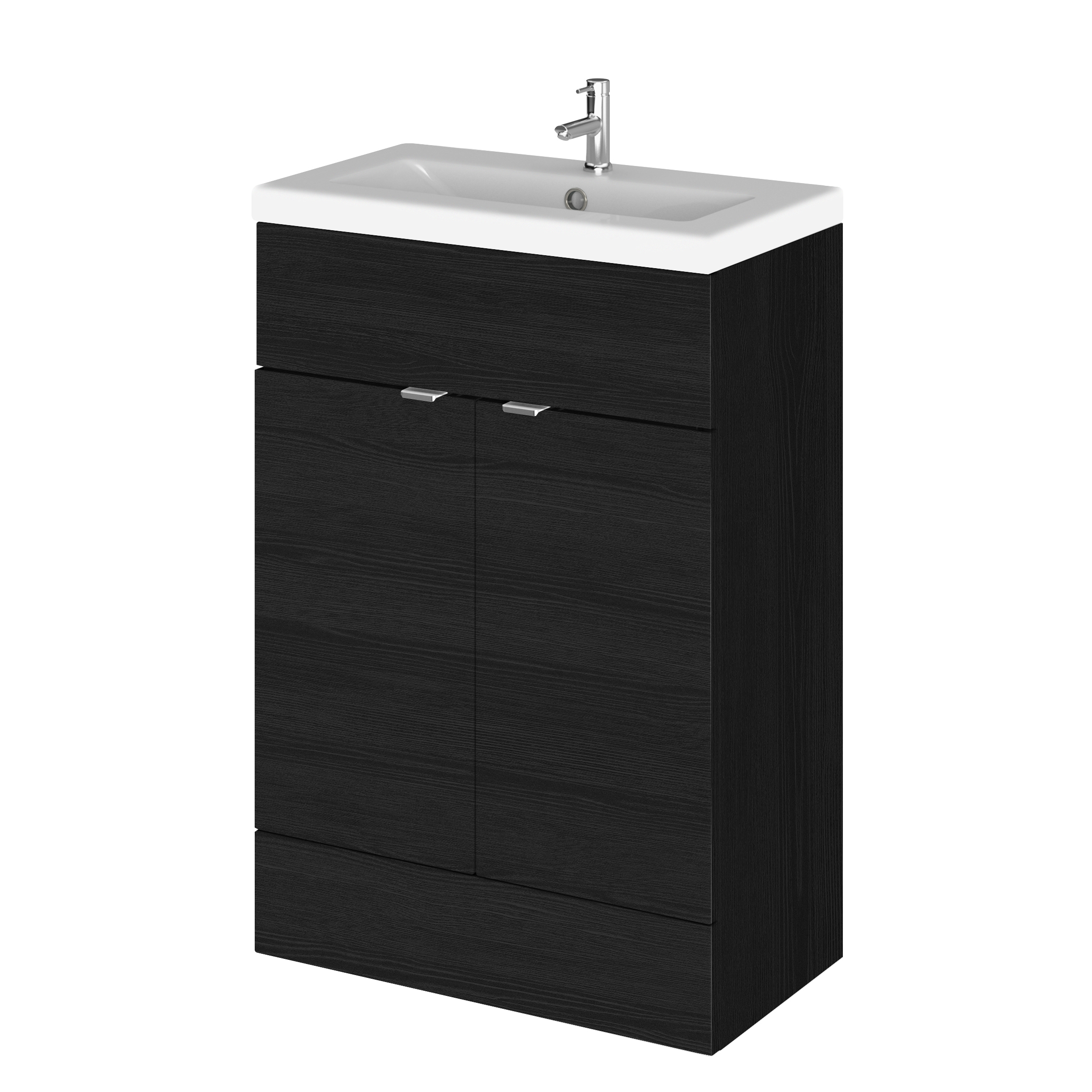 Hudson Reed Fusion Charcoal Black 600mm Vanity Unit and Ceramic Basin CBI607A