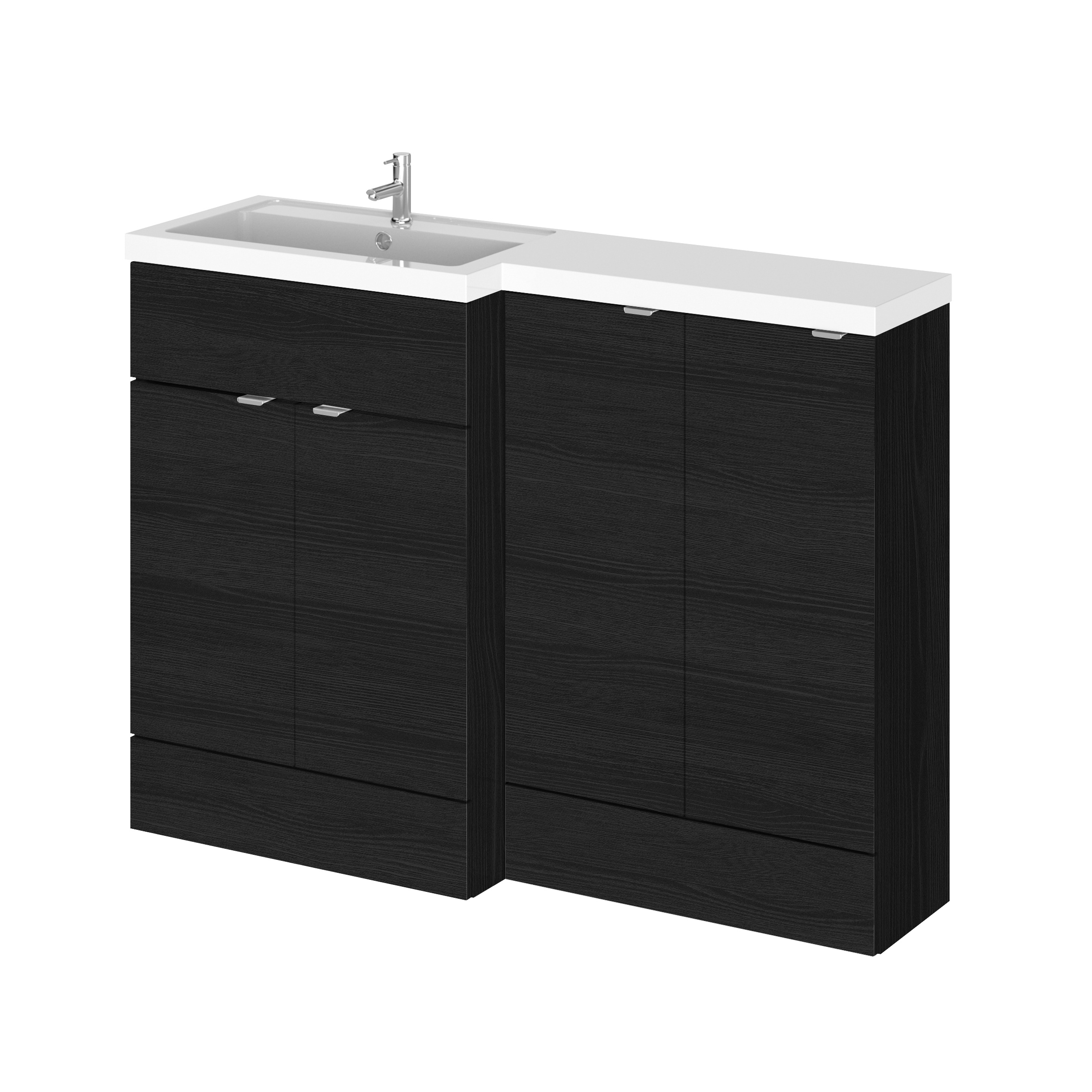 Hudson Reed Fusion Charcoal Black 1200mm Left Hand Vanity Unit Pack CBI611