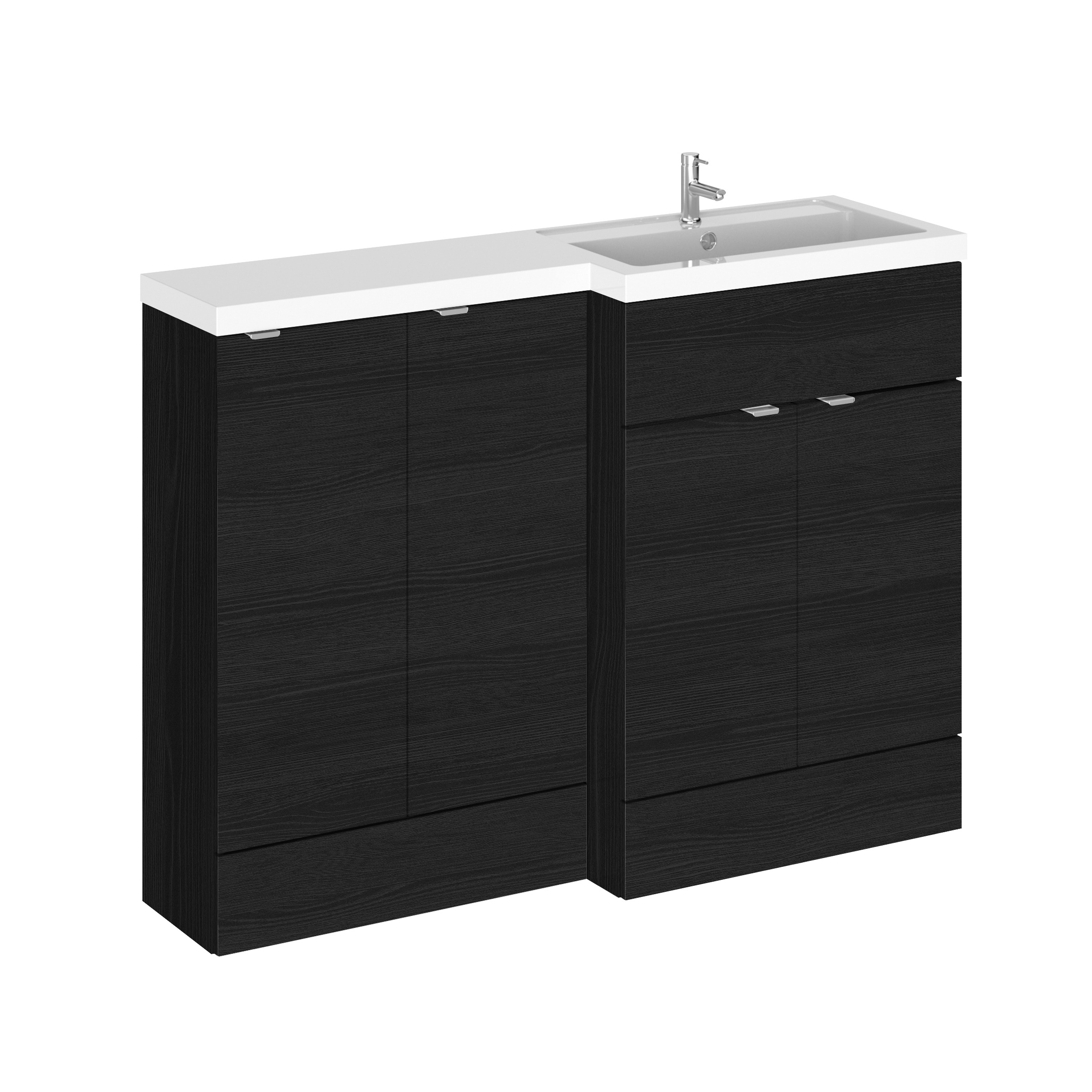 Hudson Reed Fusion Charcoal Black 1200mm Right Hand Vanity Unit Pack CBI612