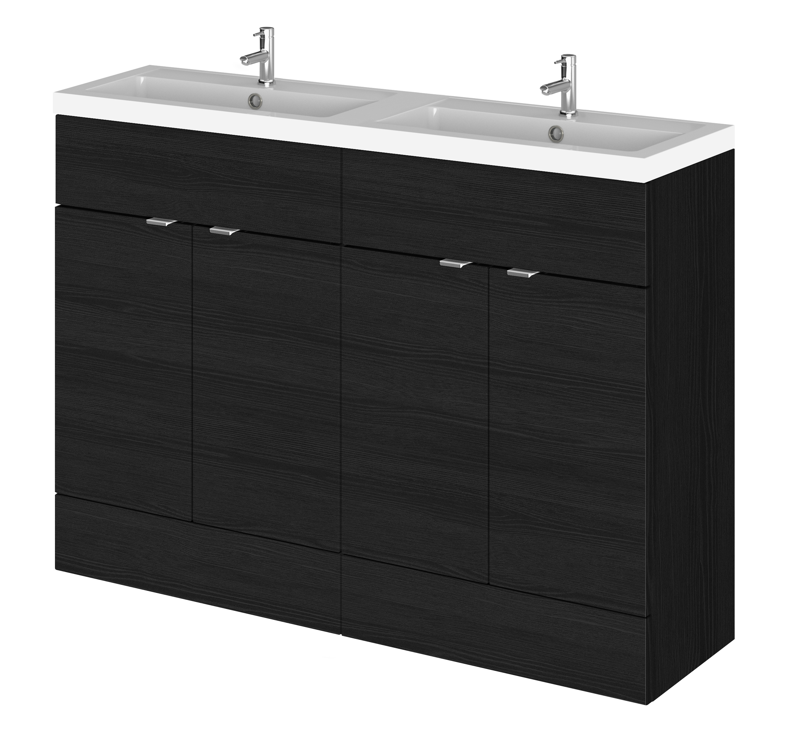 Hudson Reed Fusion Charcoal Black 1200mm Vanity Unit and Double Basin CBI634