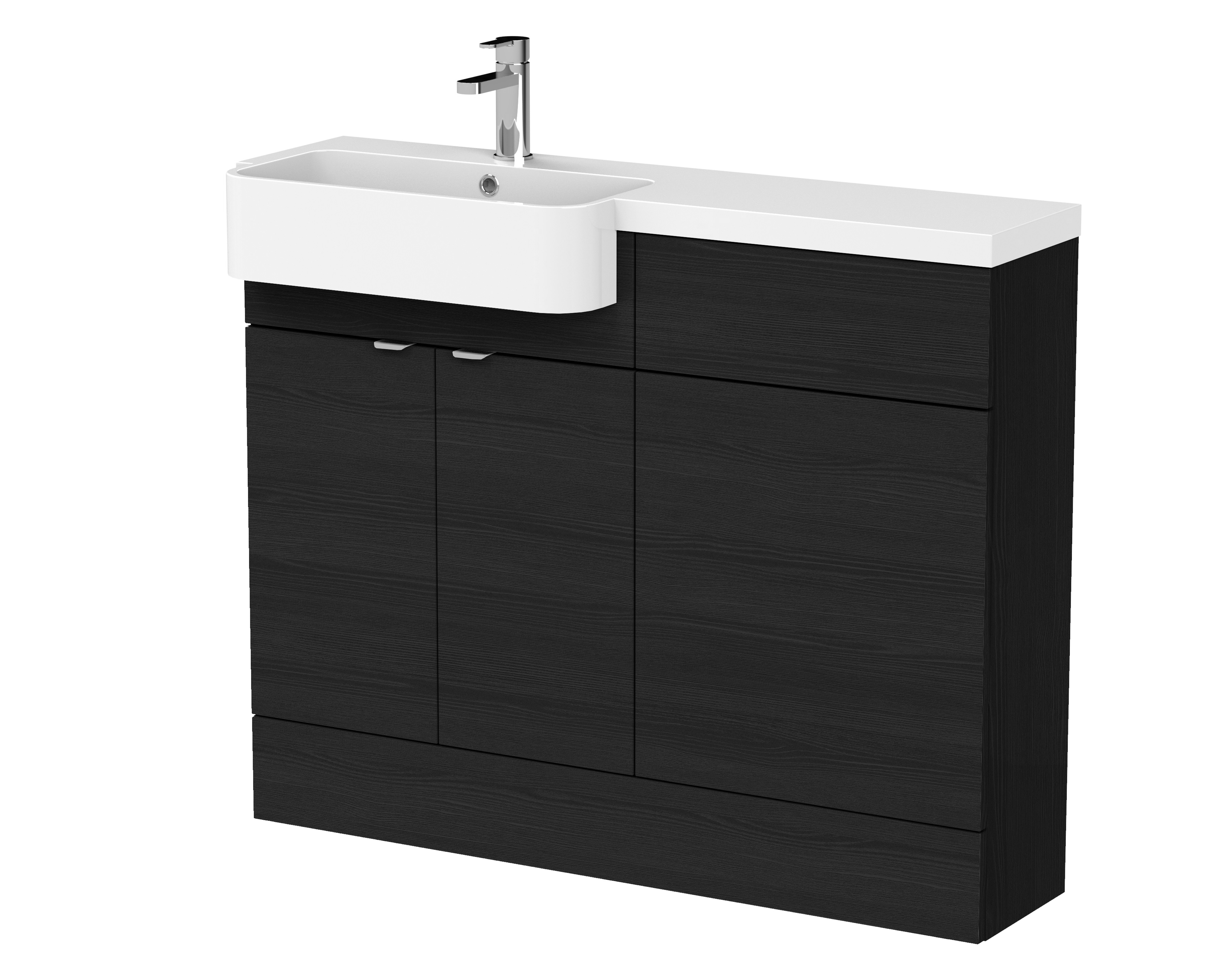 Hudson Reed Fusion Charcoal Black 1100mm Vanity Unit Pack Unit and Left Hand Semi Recessed Basin CBI646