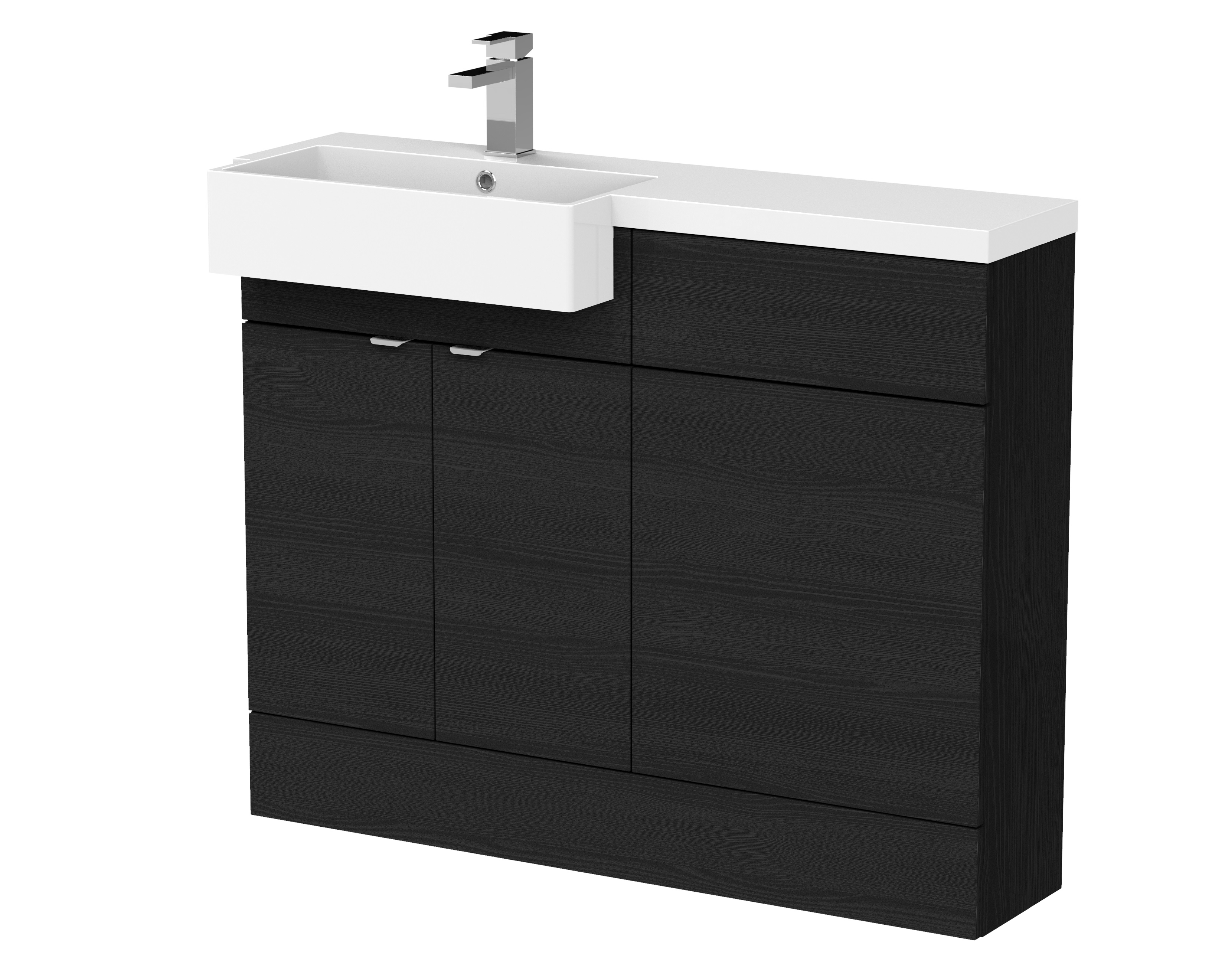 Hudson Reed Fusion Charcoal Black 1100mm Vanity Unit Pack Unit and Left Hand Semi Recessed Basin CBI650