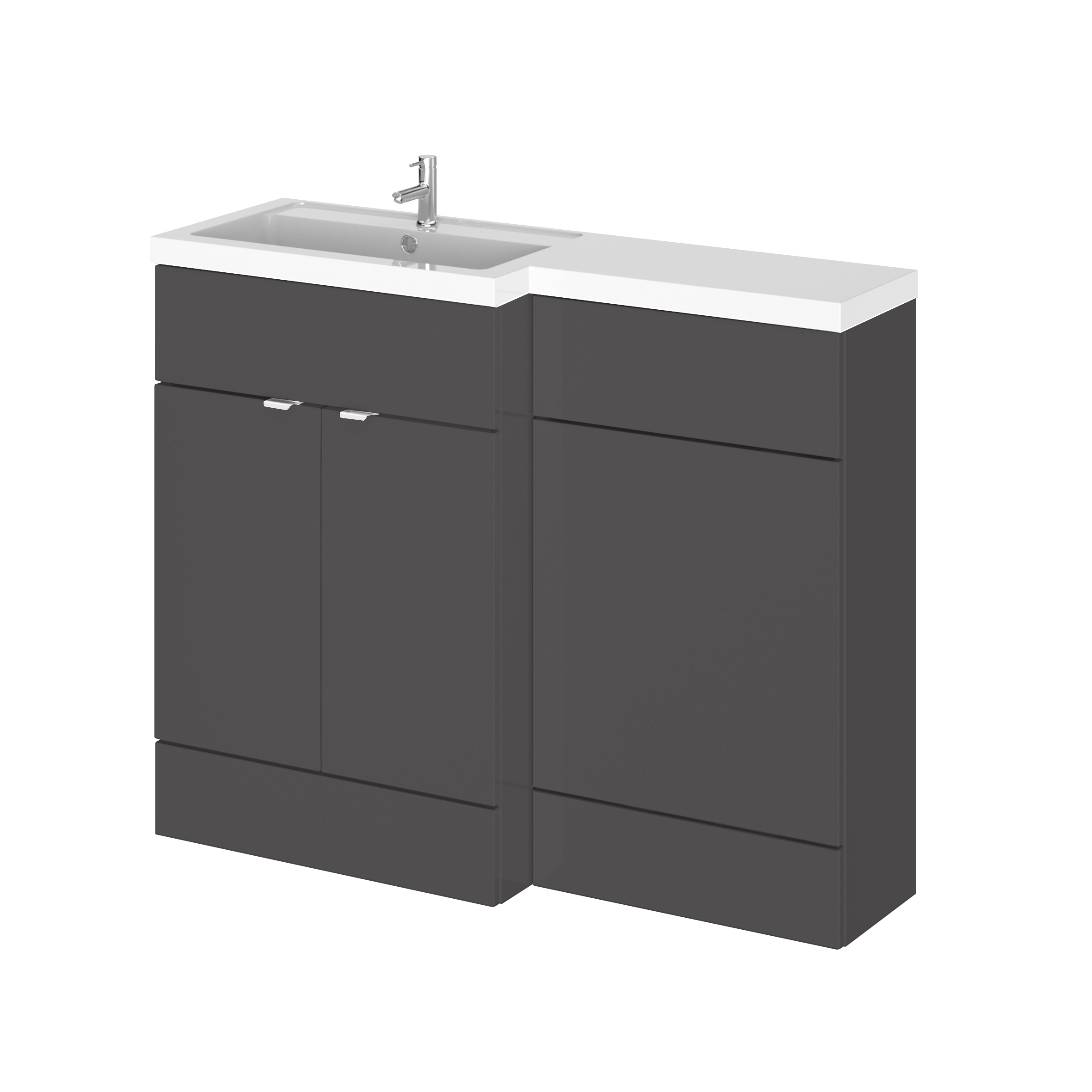 Hudson Reed Fusion Gloss Grey 1100mm Left Hand Vanity Unit Pack CBI902