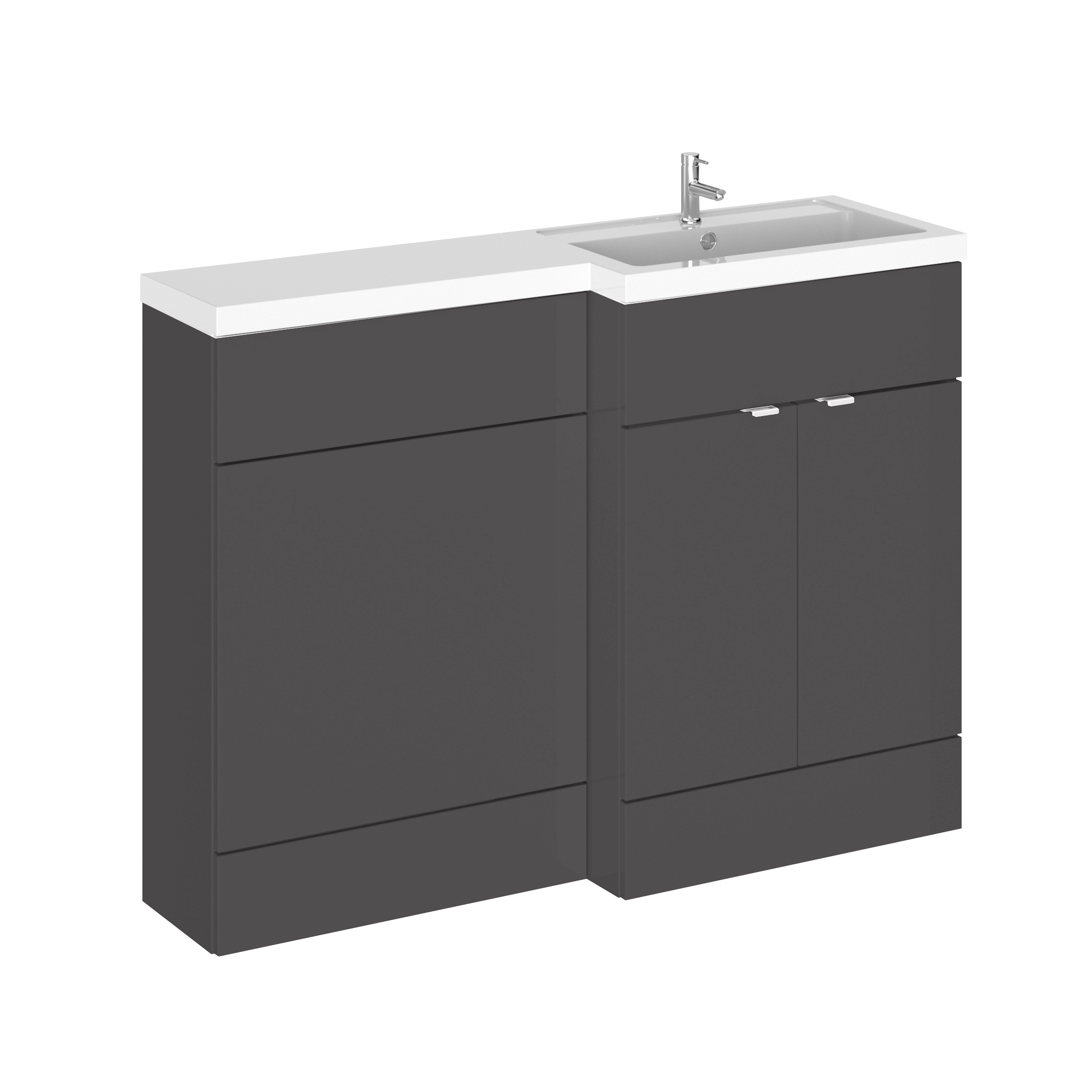 Hudson Reed Fusion Gloss Grey 1200mm Right Hand Vanity Unit Pack CBI910