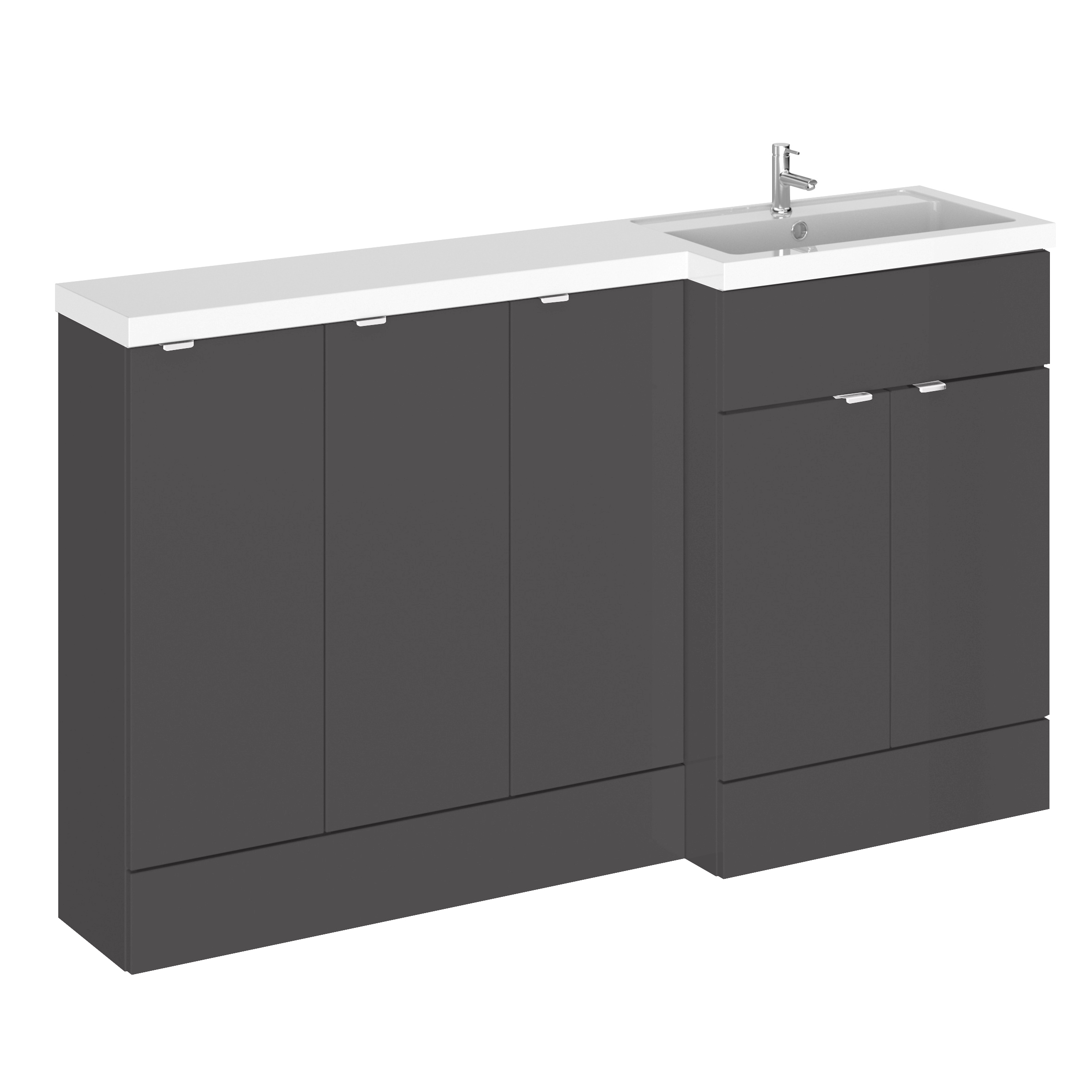 Hudson Reed Fusion Gloss Grey 1500mm Right Hand Vanity Unit Pack CBI918