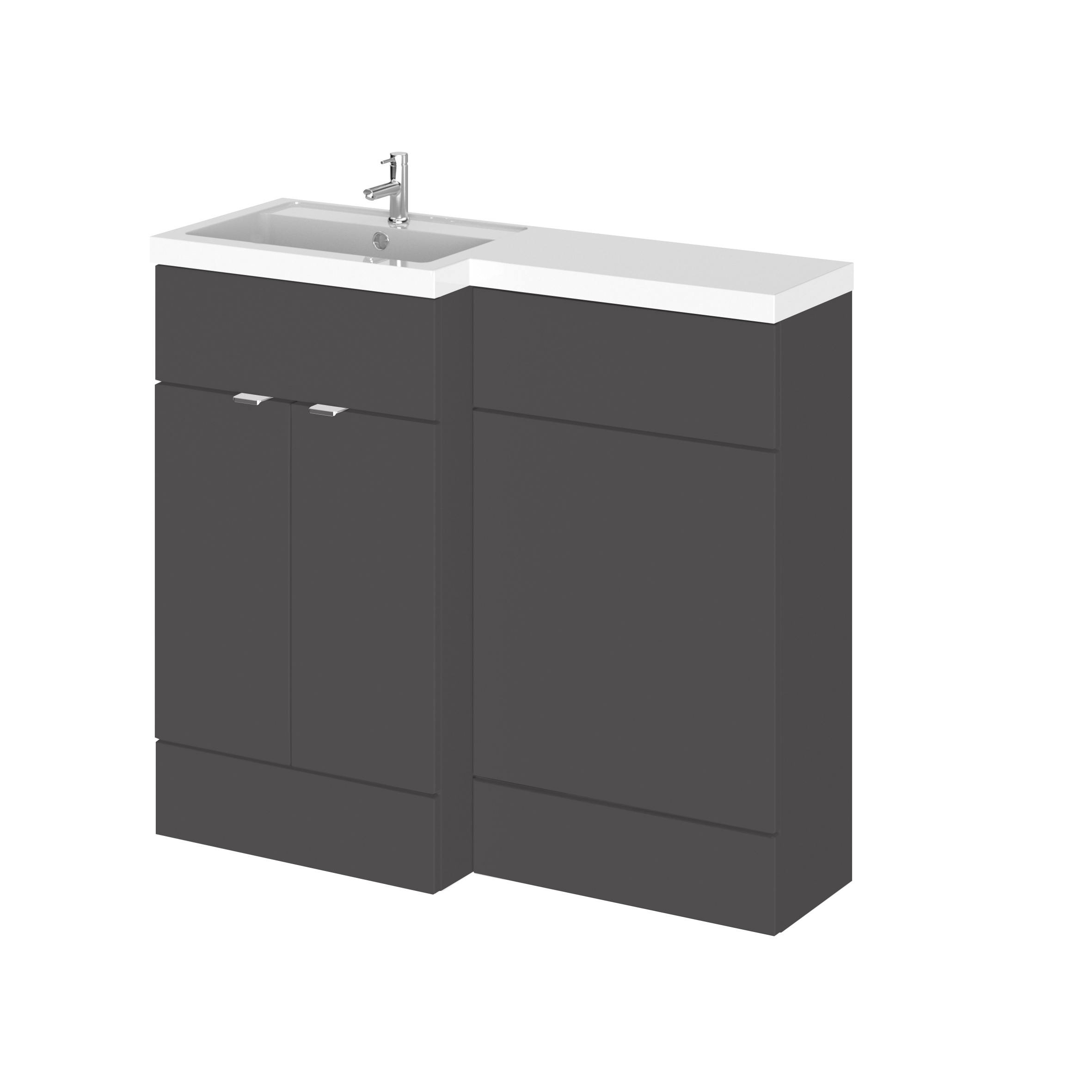 Hudson Reed Fusion Gloss Grey 1000mm Left Hand Vanity Unit Pack CBI926