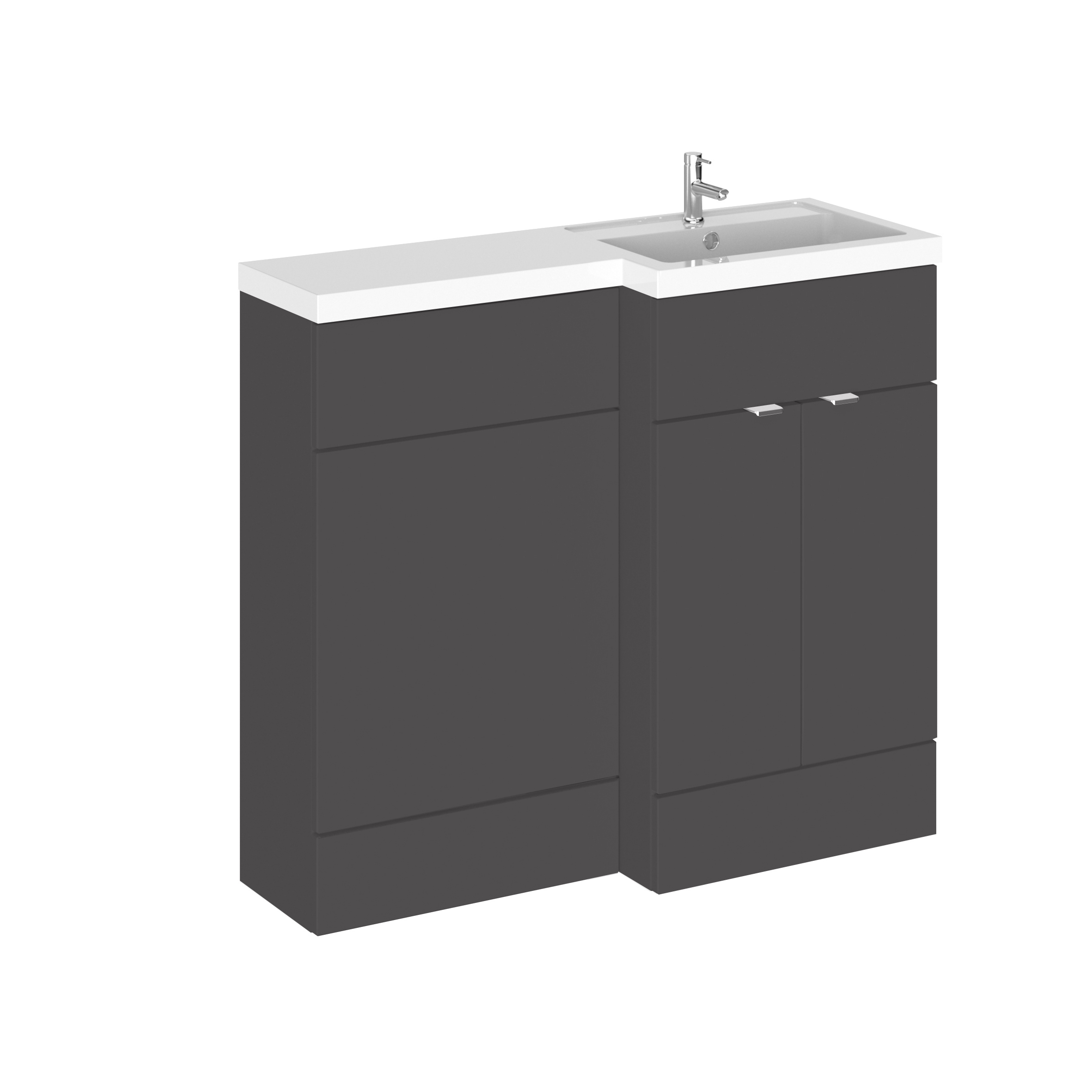 Hudson Reed Fusion Gloss Grey 1000mm Right Hand Vanity Unit Pack CBI927