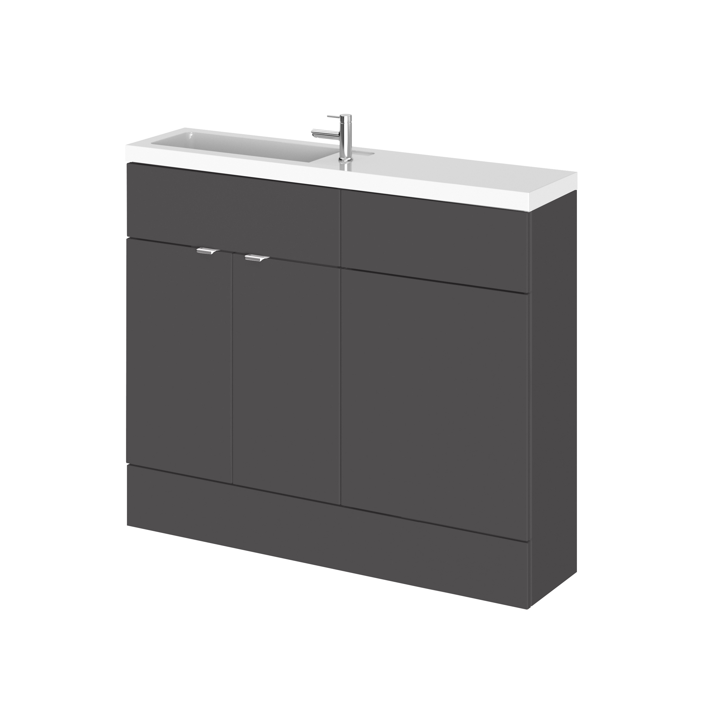 Hudson Reed Fusion Gloss Grey 1000mm Vanity Unit Pack Unit and WC Compact CBI942