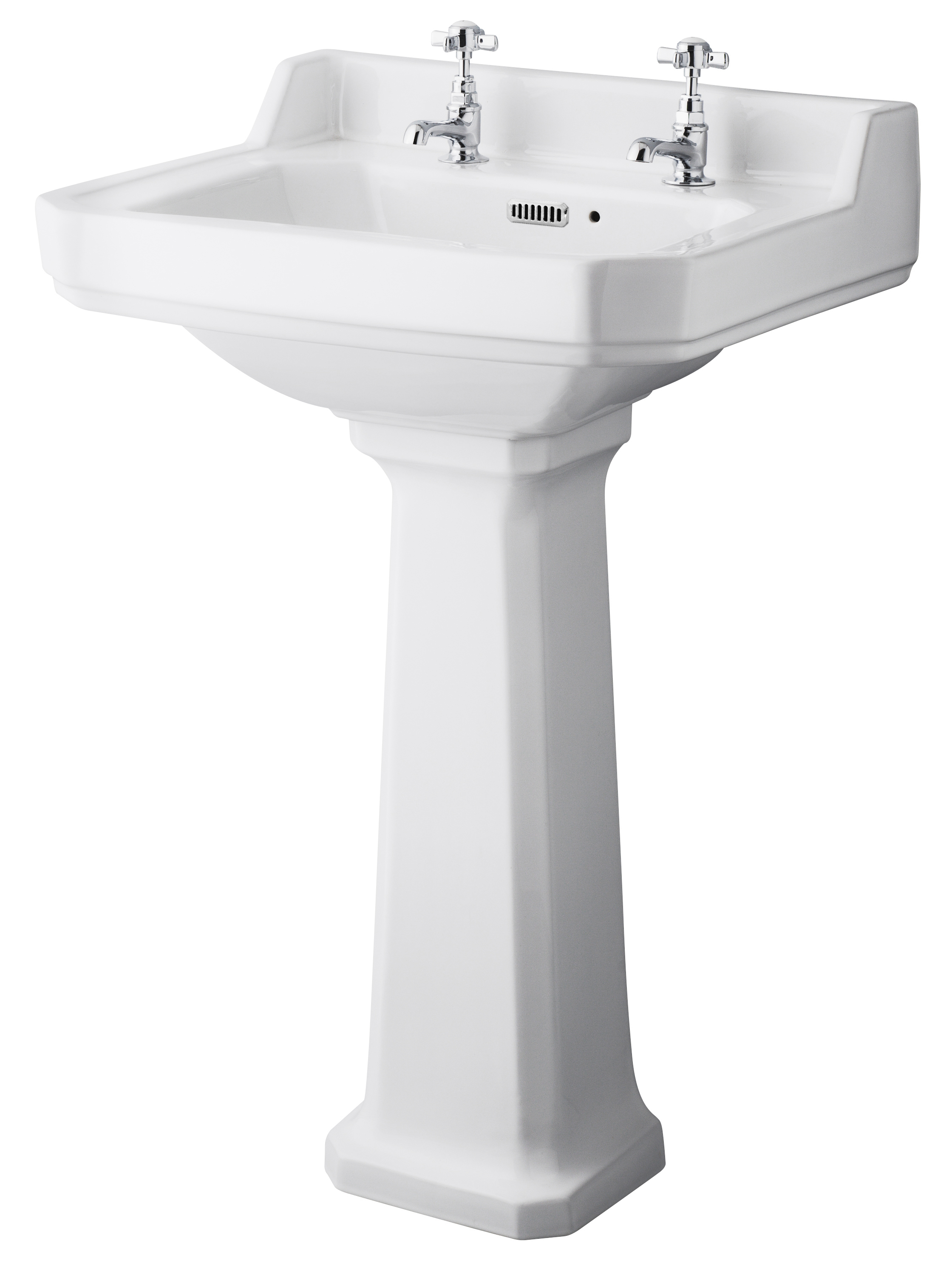 Hudson Reed Richmond White 560mm Basin and Pedestal 2 Tap Hole CCR019