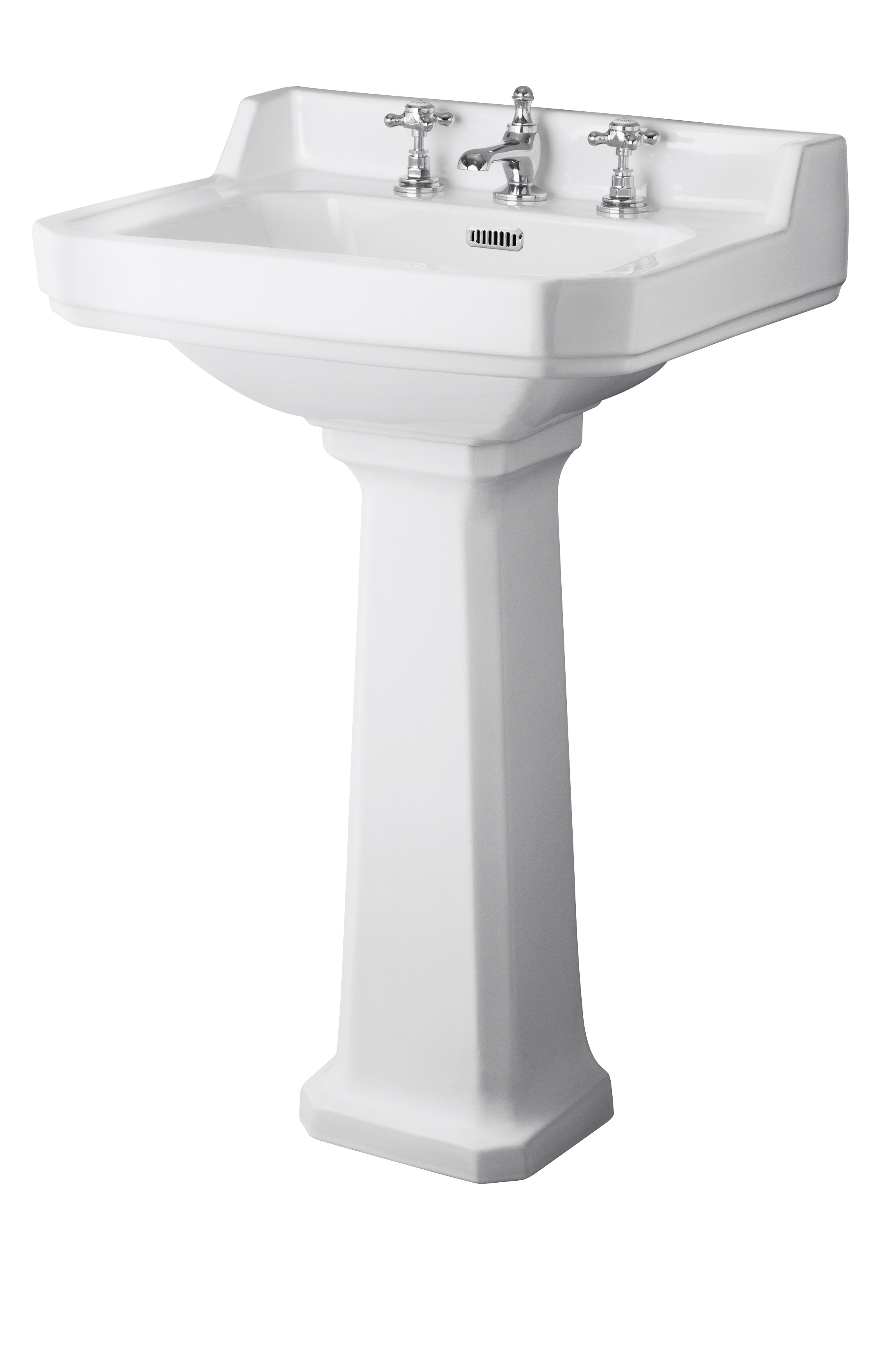 Hudson Reed Richmond White 600mm Basin and Pedestal 3 Tap Hole CCR024