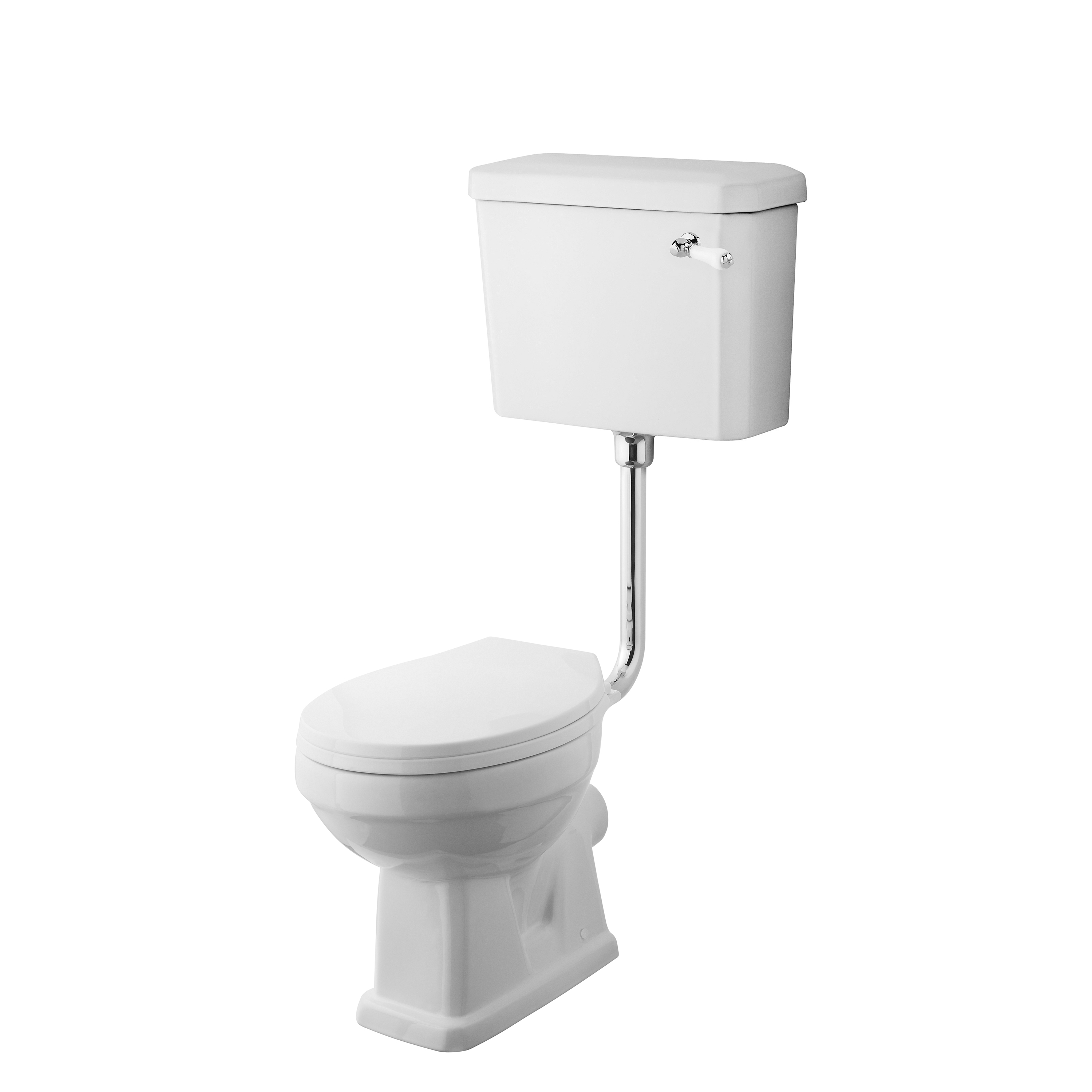 Nuie Carlton White Low Level Pan, Cistern and Flush Pipe Kit CCT001