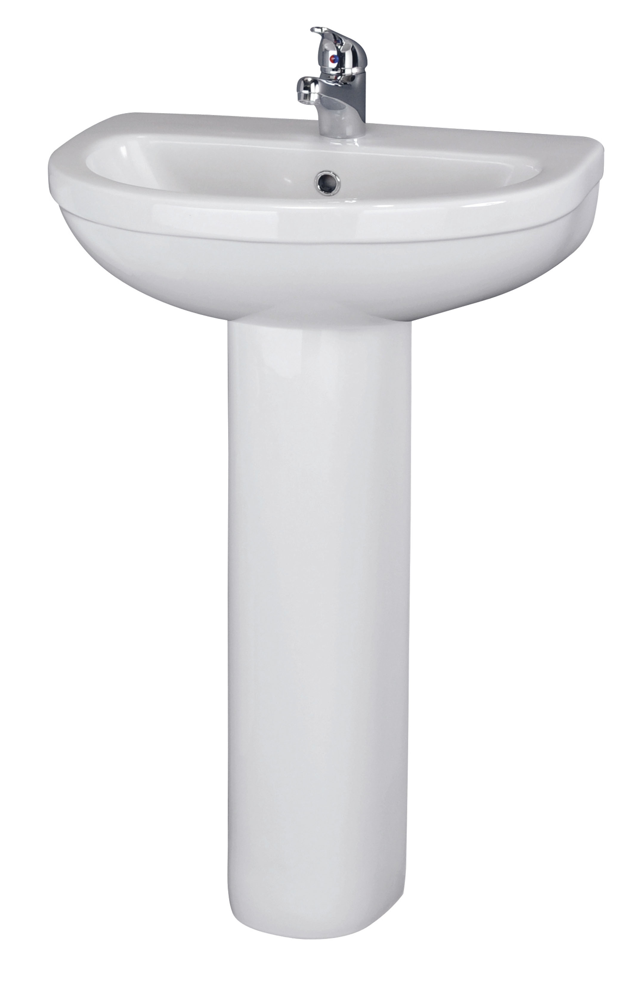Nuie Ivo White 550mm 1TH Basin and Pedestal CIV002