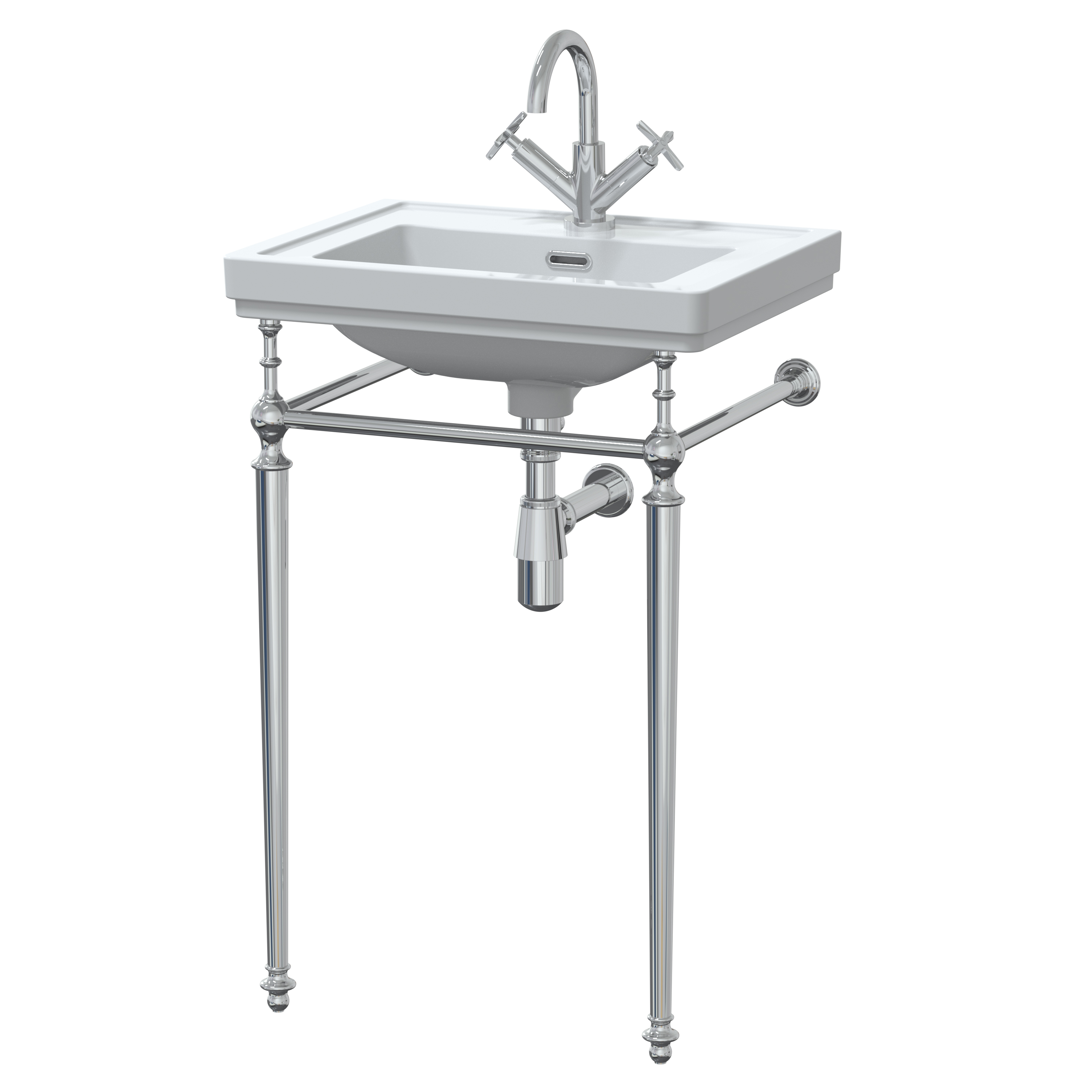 Nuie Carlton White 500mm 1TH Basin with Traditional Stand CLB502