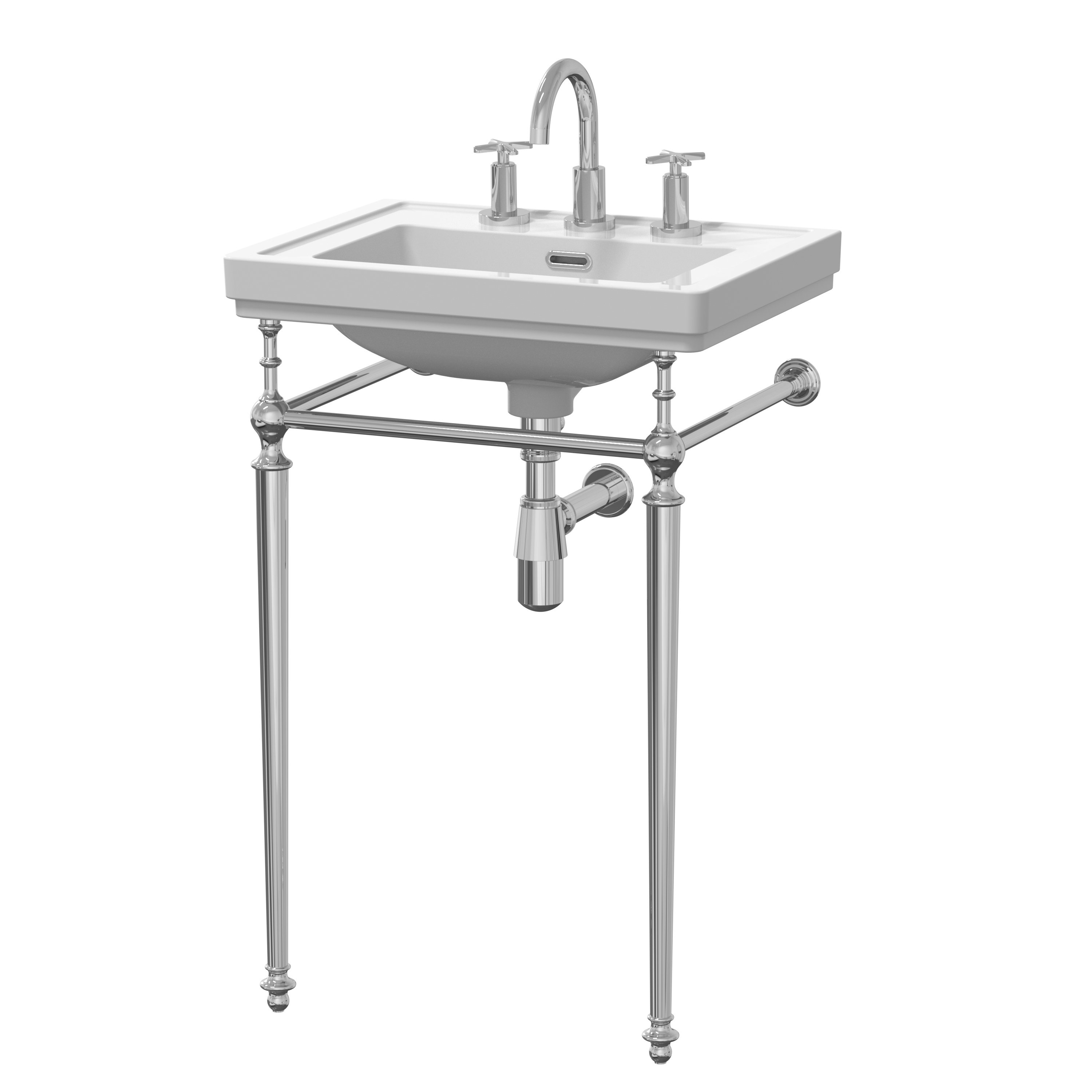 Nuie Carlton White 500mm 3TH Basin with Traditional Stand CLB532
