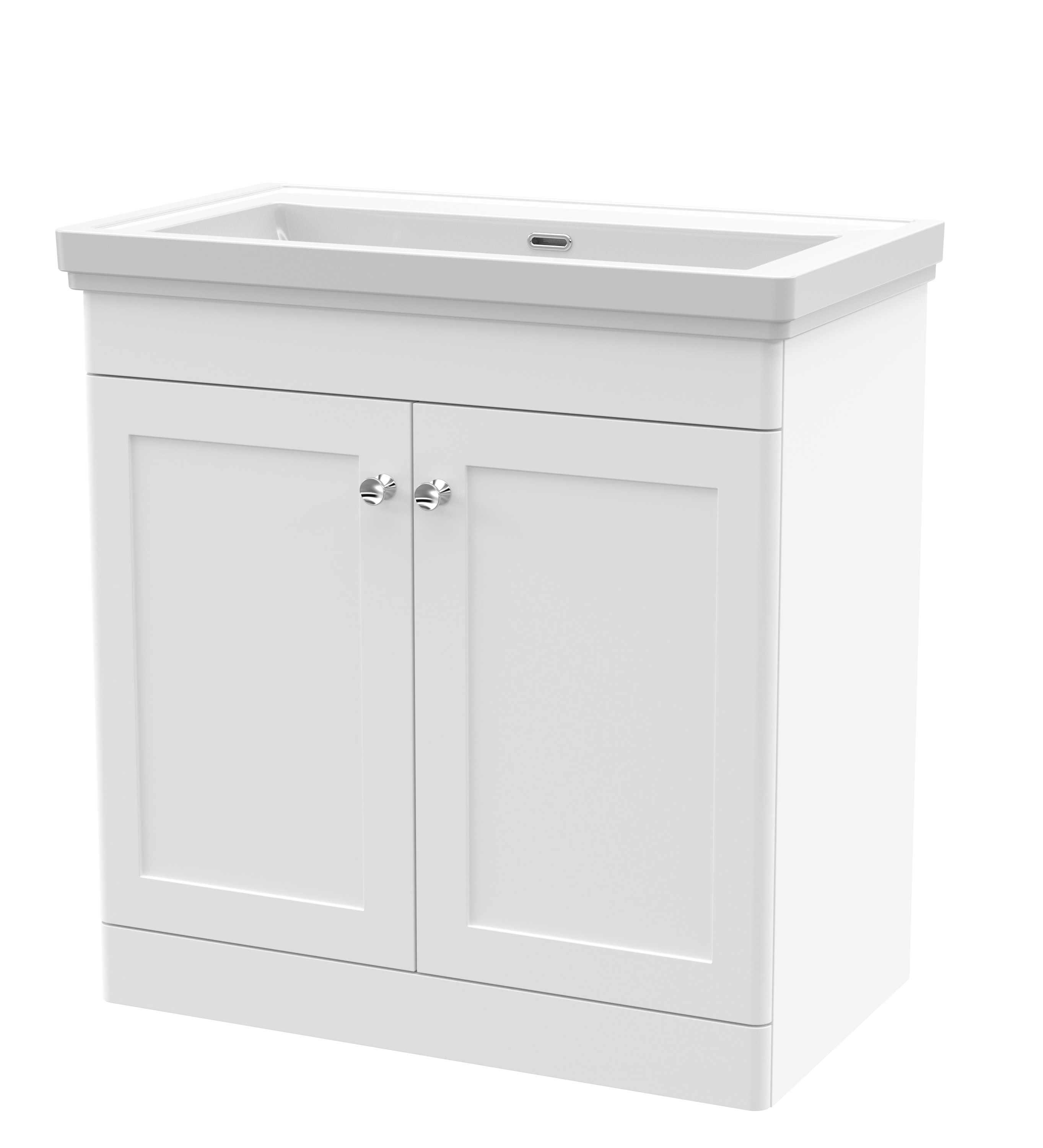 Nuie Classique Satin White 800mm Floor Standing 2 Door Vanity Unit and Basin 0TH CLC126H