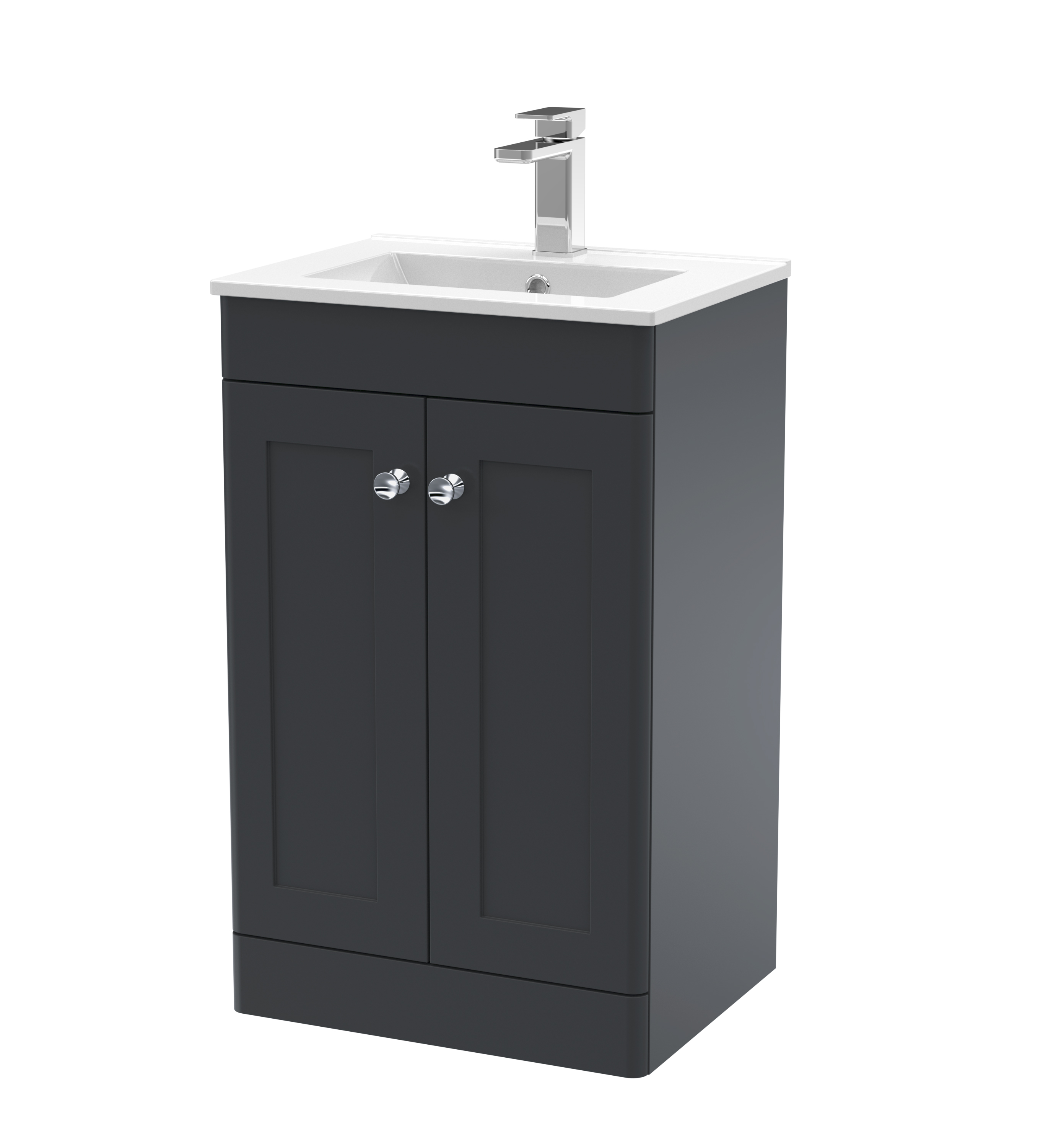 Nuie Classique Soft Black 500mm Floor Standing 2 Door Vanity Unit and Basin CLC1423C