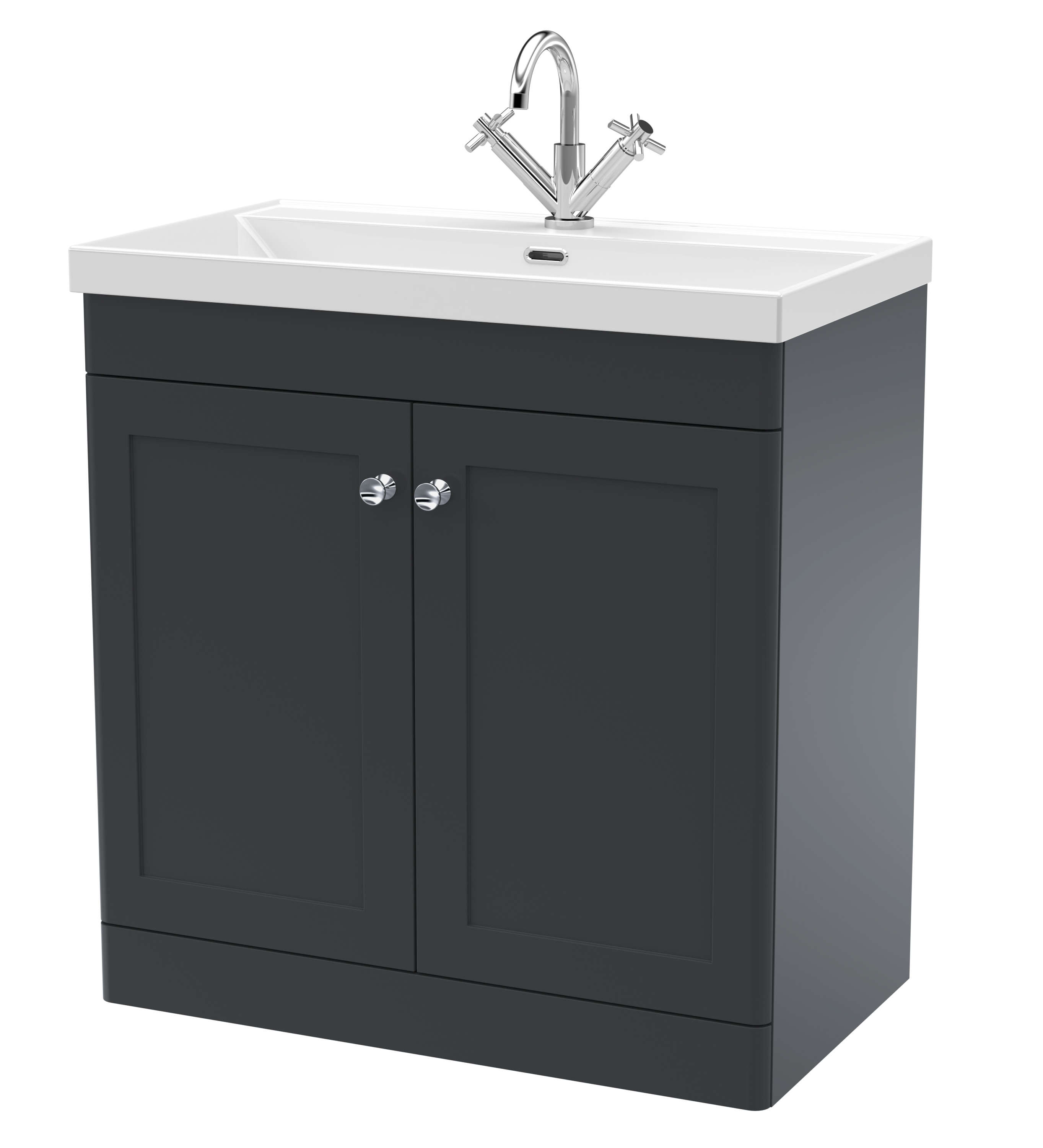 Nuie Classique Soft Black 800mm Floor Standing 2 Door Vanity Unit with Basin 1 Tap Hole CLC1426E