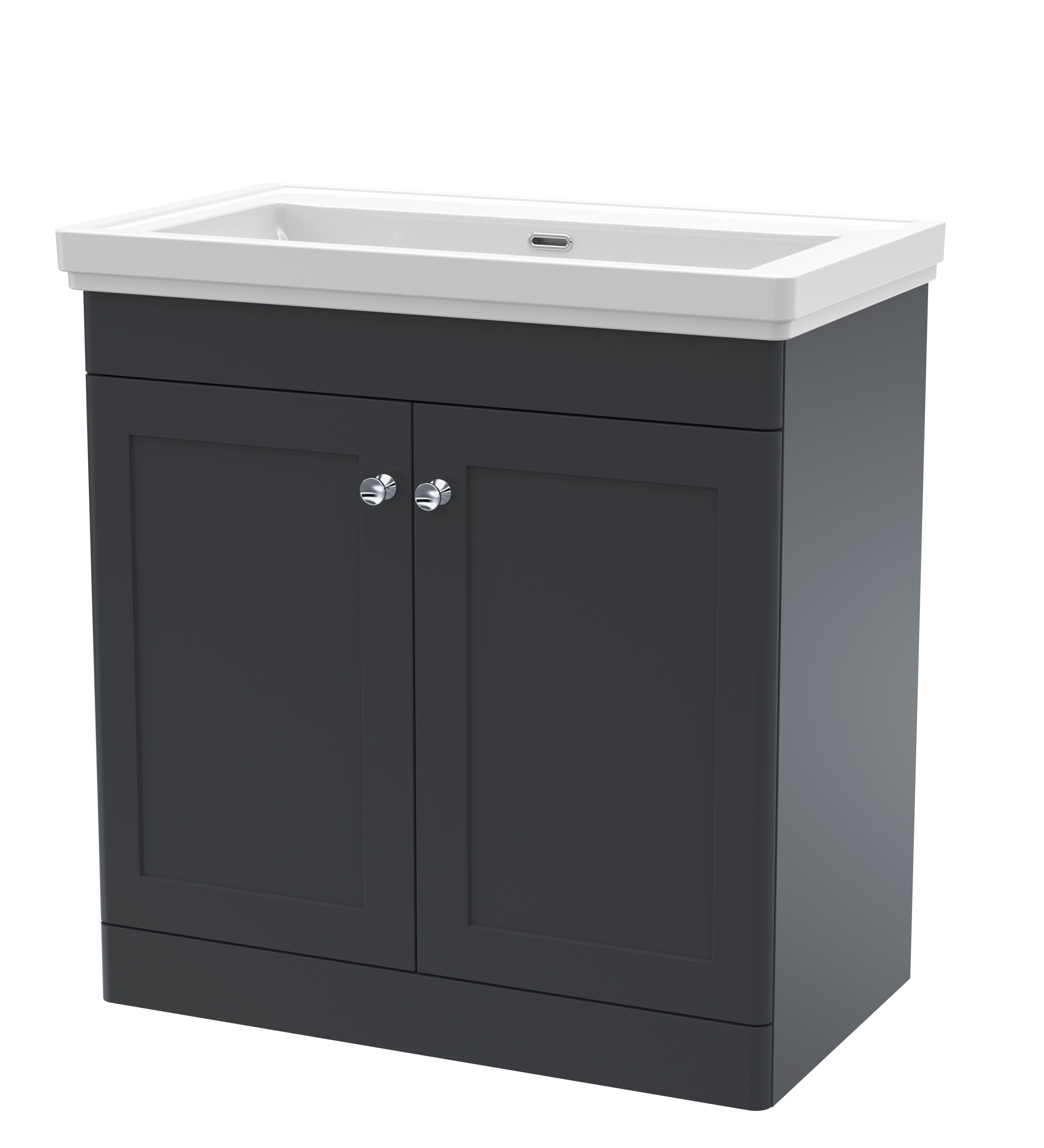 Nuie Classique Soft Black 800mm Floor Standing 2 Door Vanity Unit and Basin 0TH CLC1426H