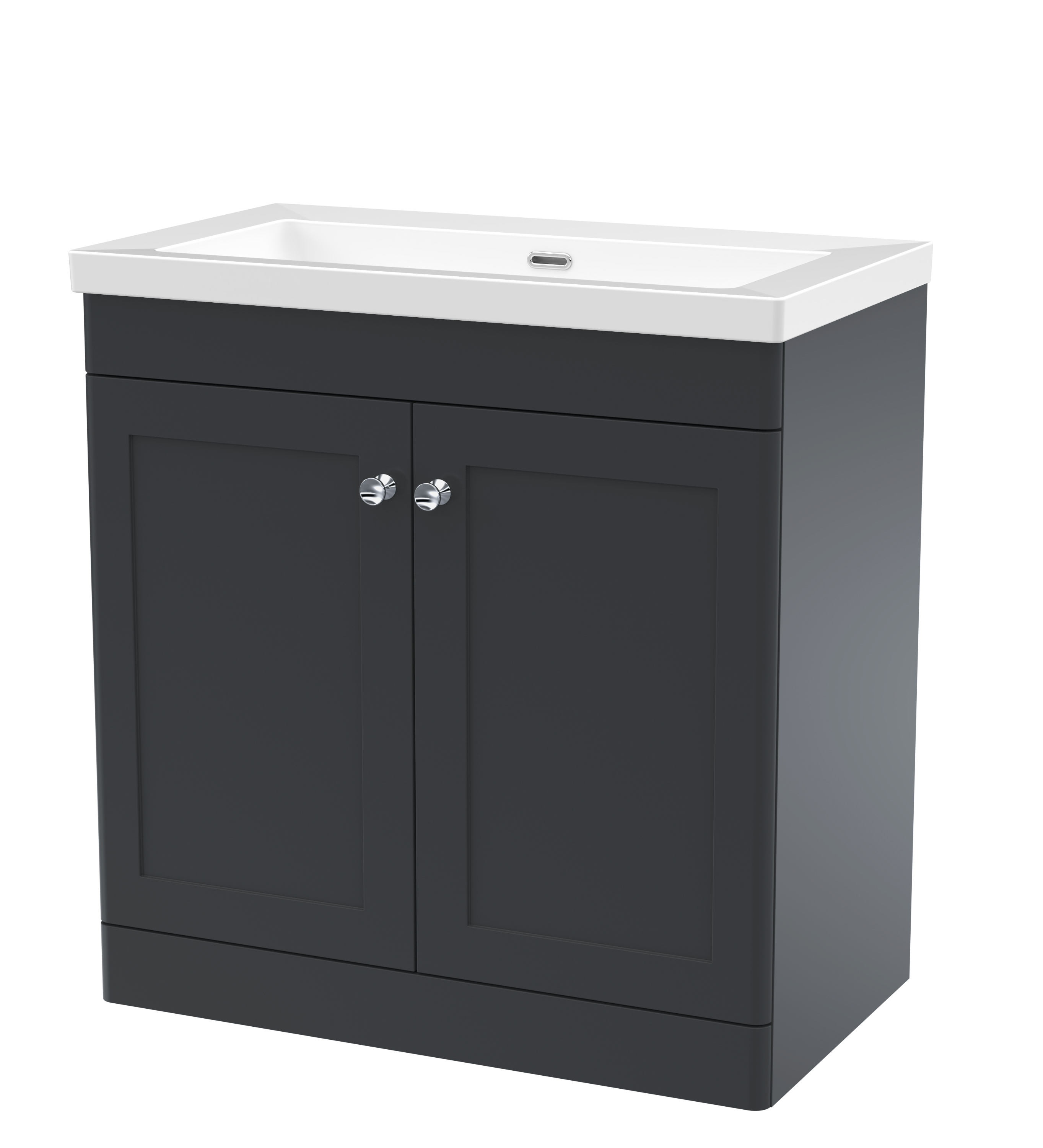 Nuie Classique Soft Black 800mm Floor Standing 2 Door Vanity Unit with Basin 0 Tap Hole CLC1426K