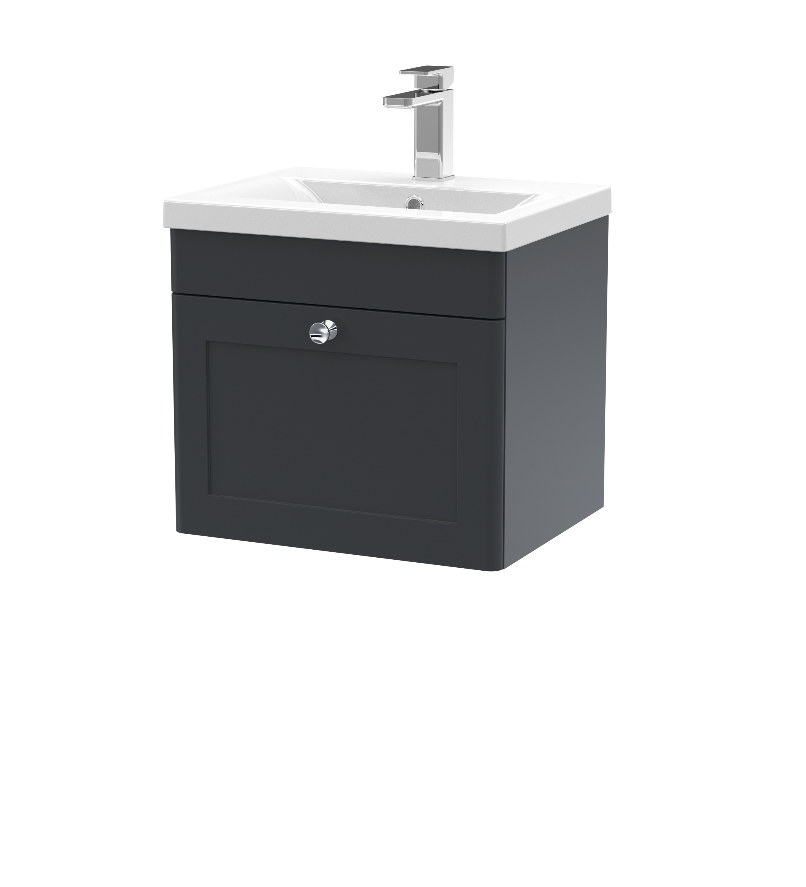 Nuie Classique Soft Black 500mm Wall Hung 1 Drawer Vanity Unit and Basin CLC1491D