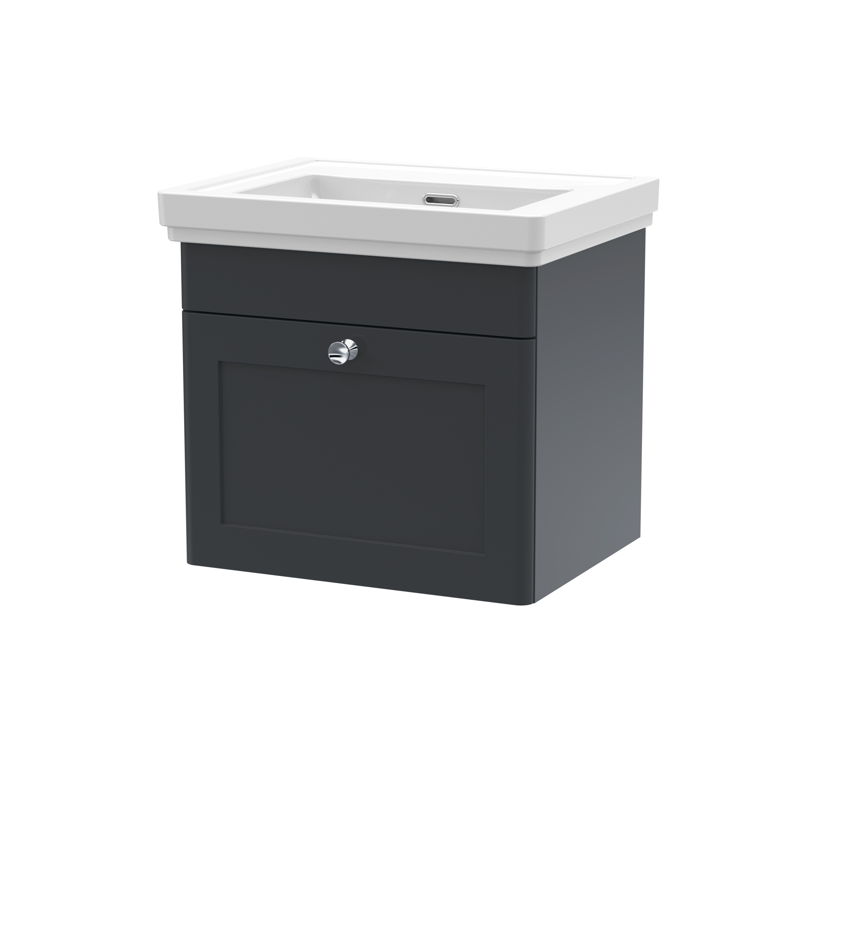 Nuie Classique Soft Black 500mm Wall Hung 1 Drawer Vanity Unit and Basin 0TH CLC1491H