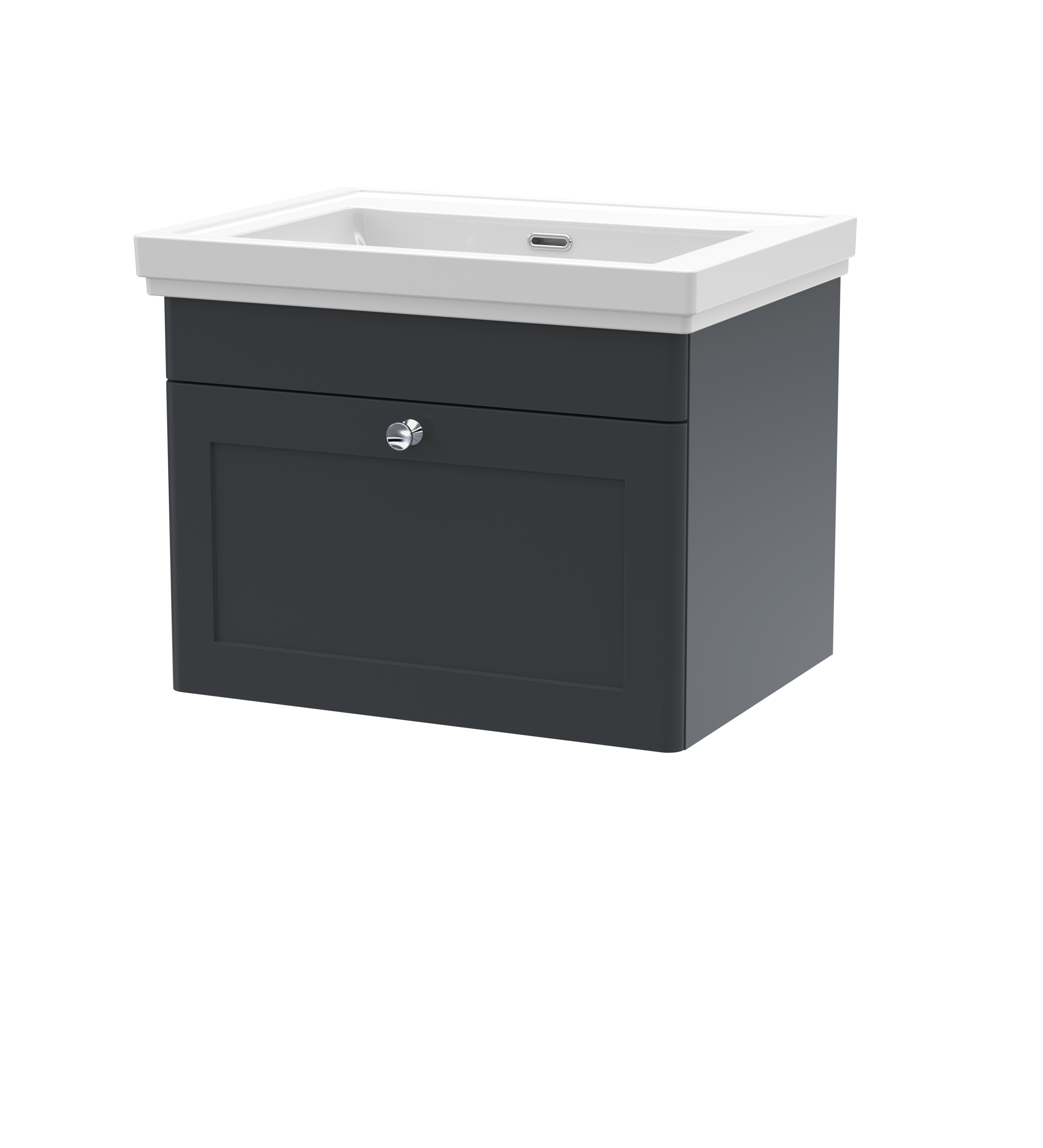 Nuie Classique Soft Black 600mm Wall Hung 1 Drawer Vanity Unit and Basin 0TH CLC1494H