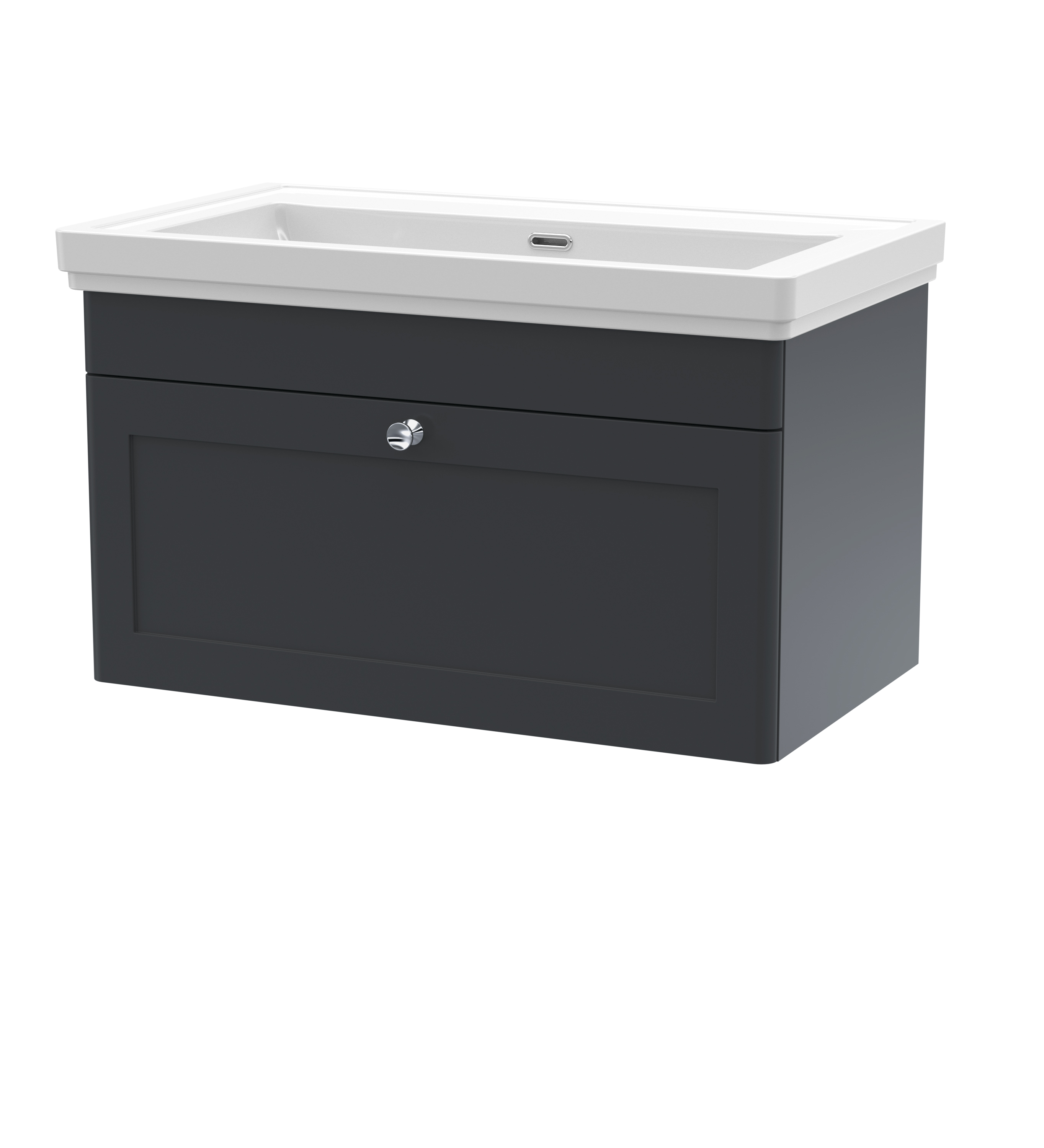 Nuie Classique Soft Black 800mm Wall Hung 1 Drawer Vanity Unit and Basin 0TH CLC1496H