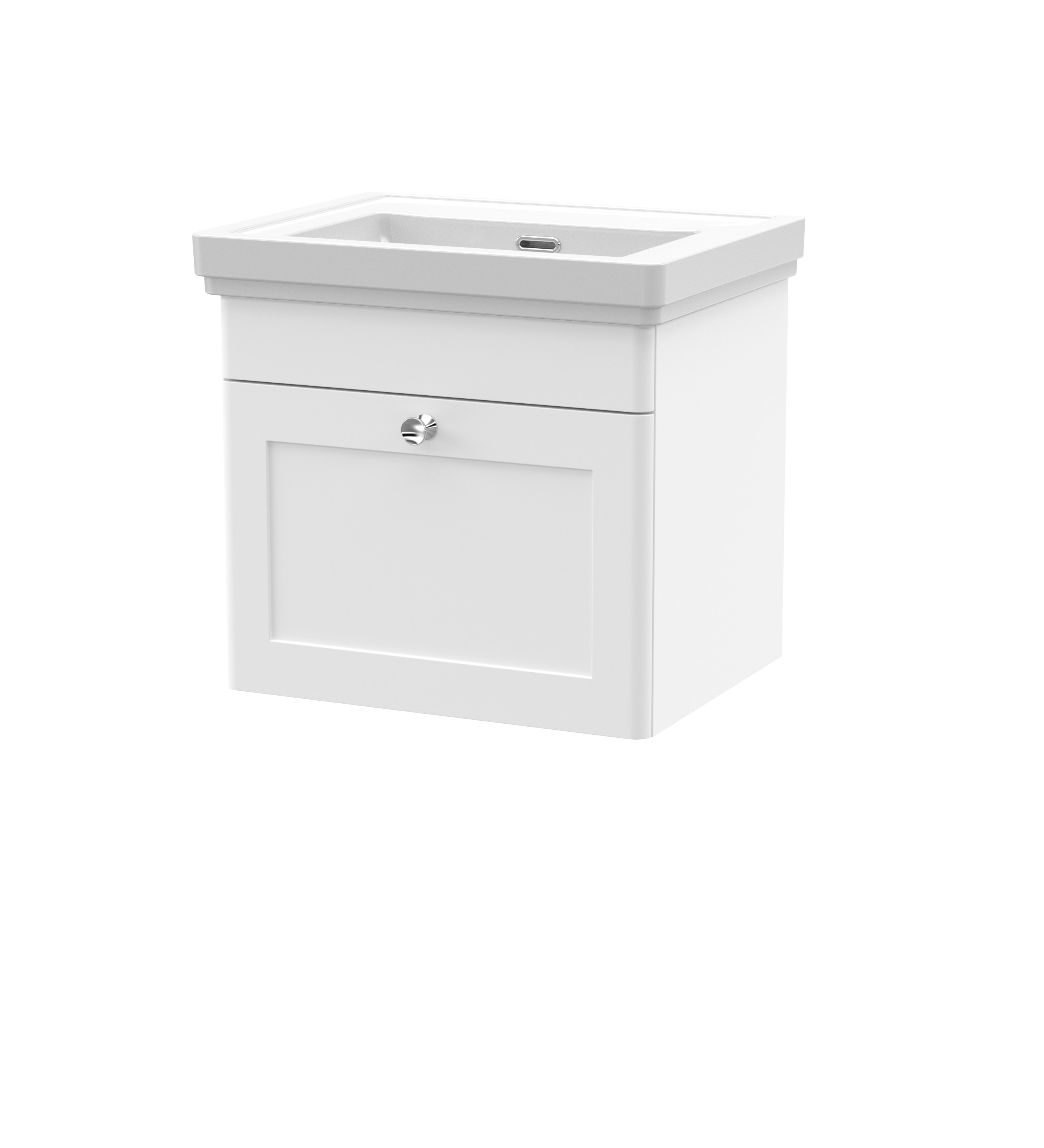 Nuie Classique Satin White 500mm Wall Hung 1 Drawer Vanity Unit and Basin 0TH CLC191H