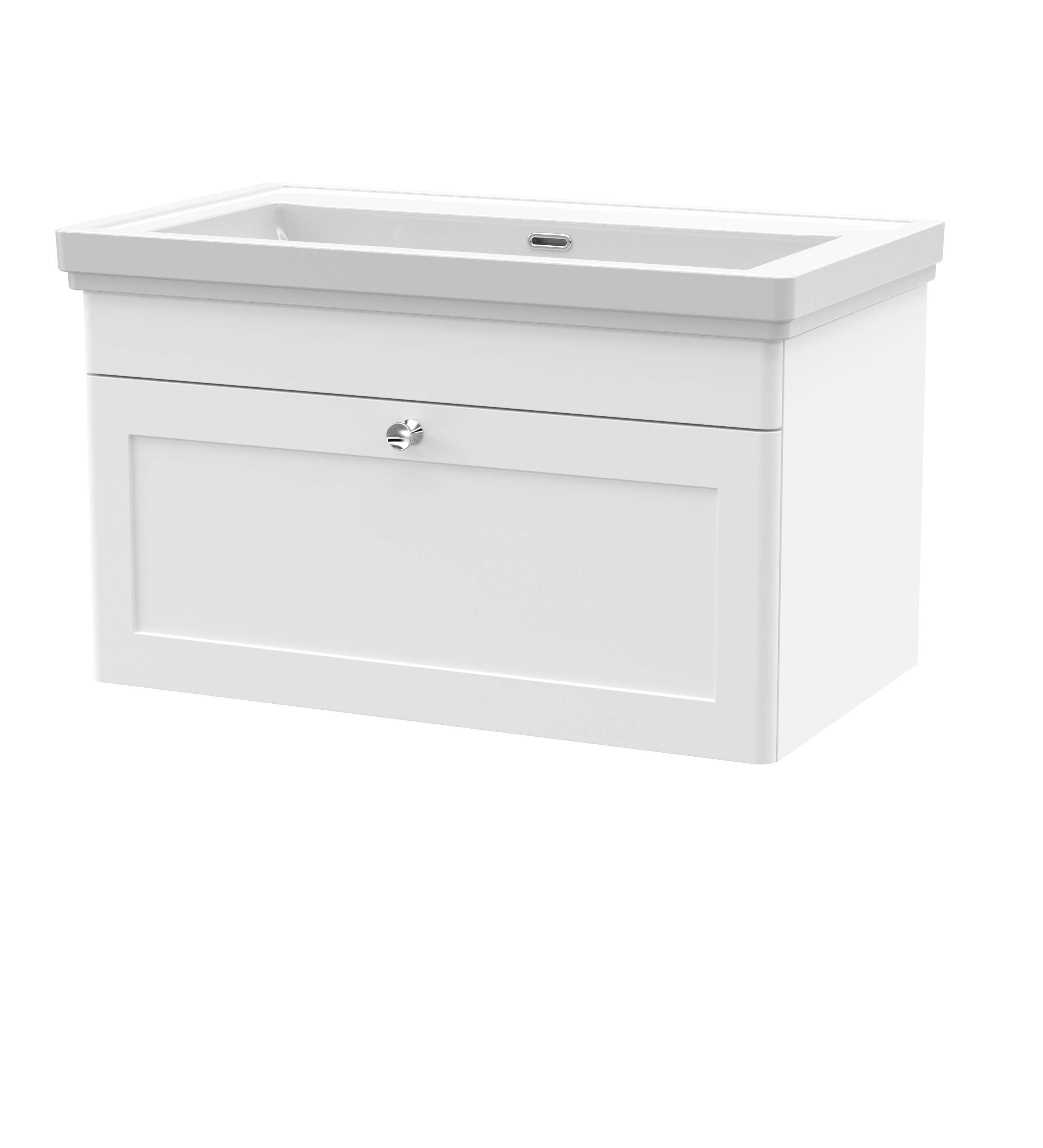 Nuie Classique Satin White 800mm Wall Hung 1 Drawer Vanity Unit and Basin 0TH CLC196H