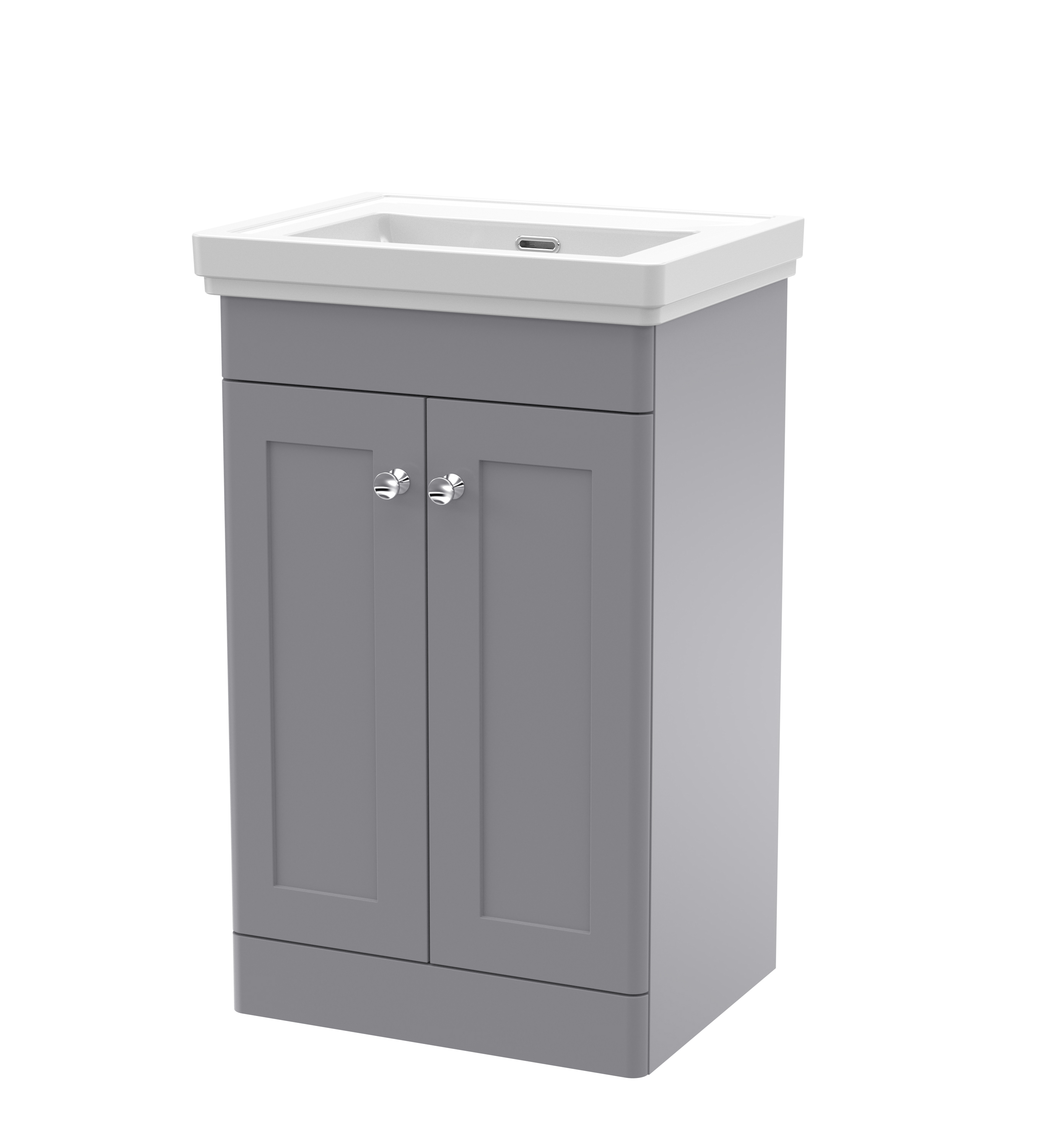 Nuie Classique Satin Grey 500mm Floor Standing 2 Door Vanity Unit and Basin 0TH CLC223H