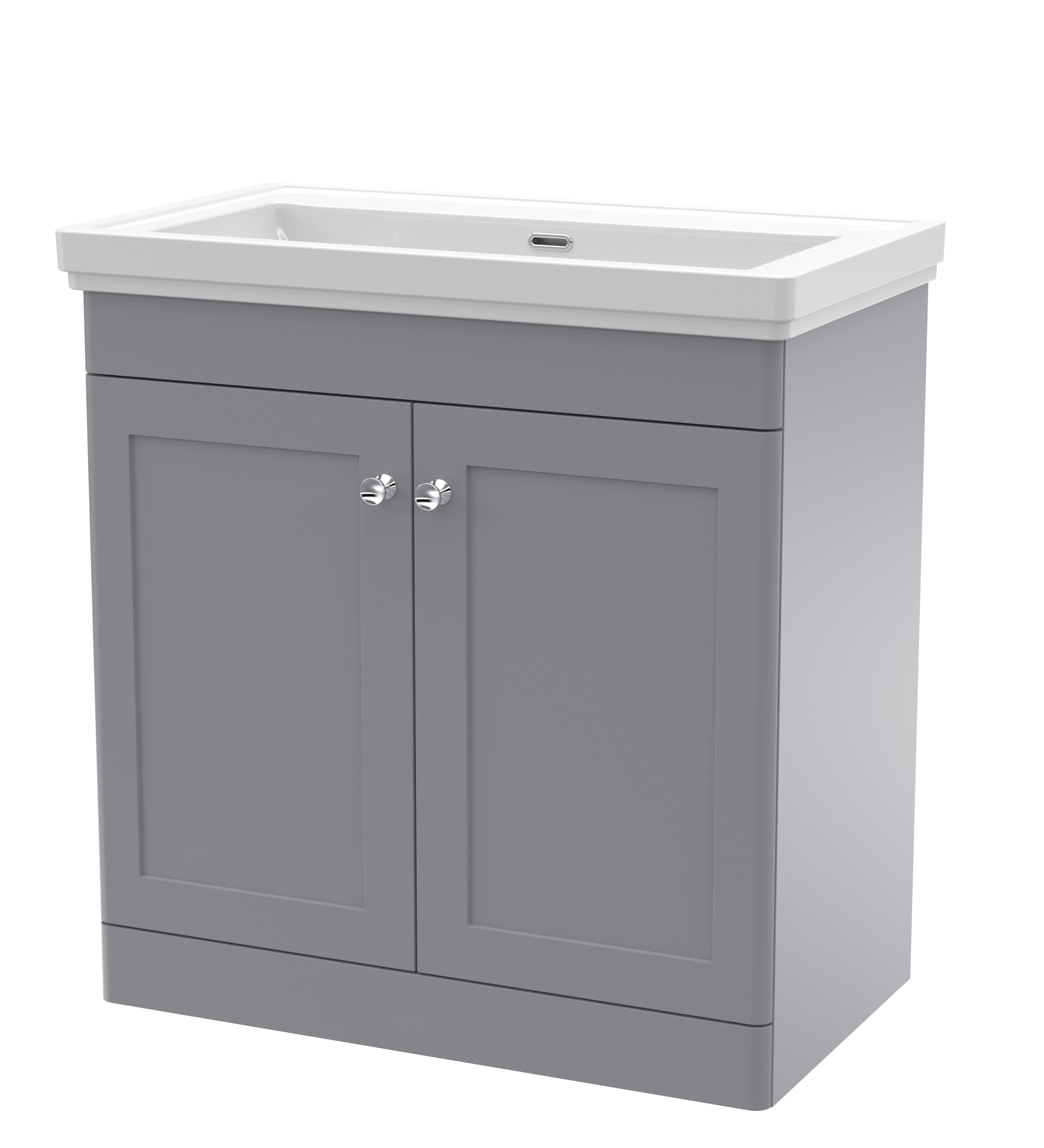 Nuie Classique Satin Grey 800mm Floor Standing 2 Door Vanity Unit and Basin 0TH CLC226H