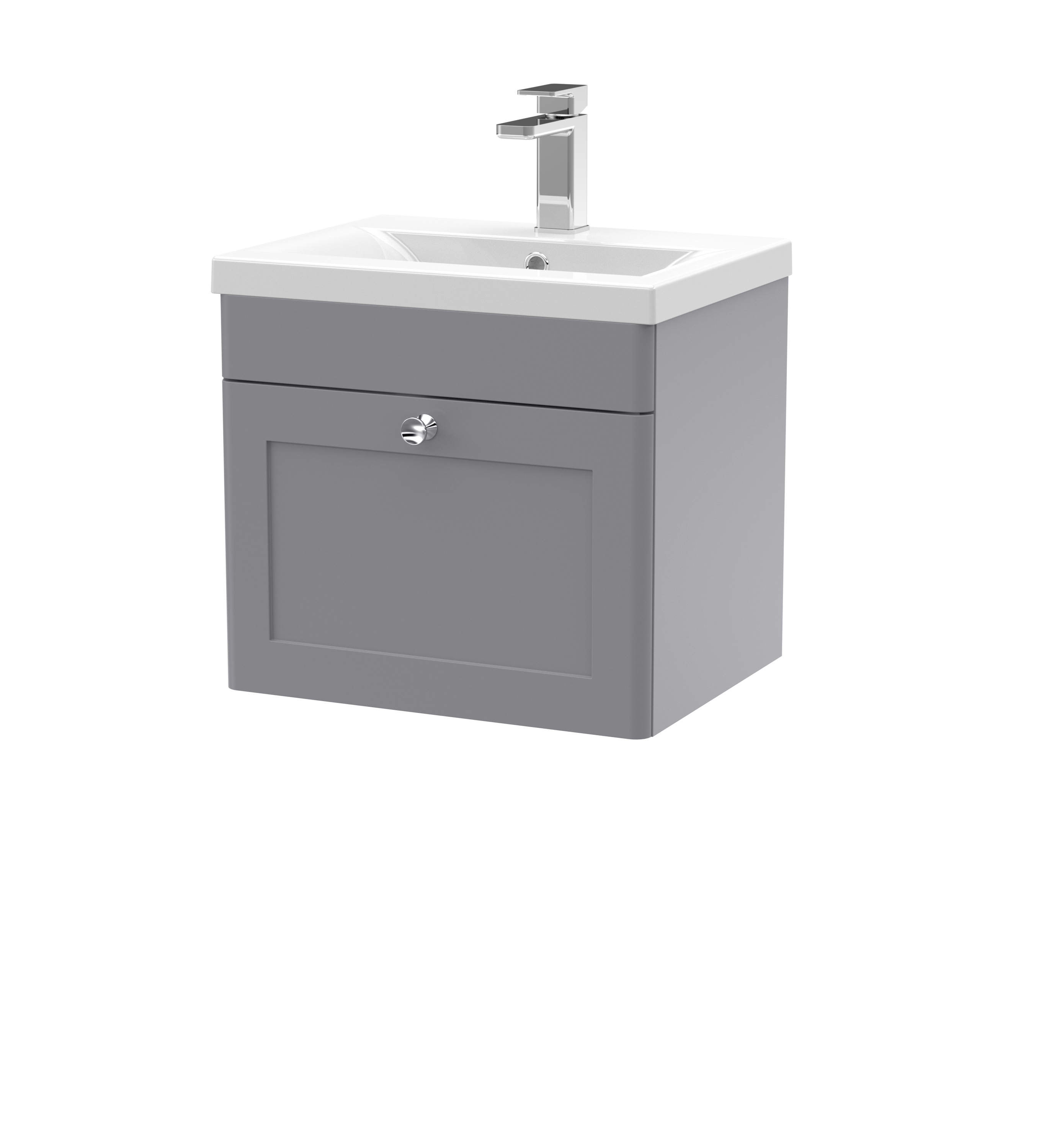 Nuie Classique Satin Grey 500mm Wall Hung 1 Drawer Vanity Unit and Basin CLC291D