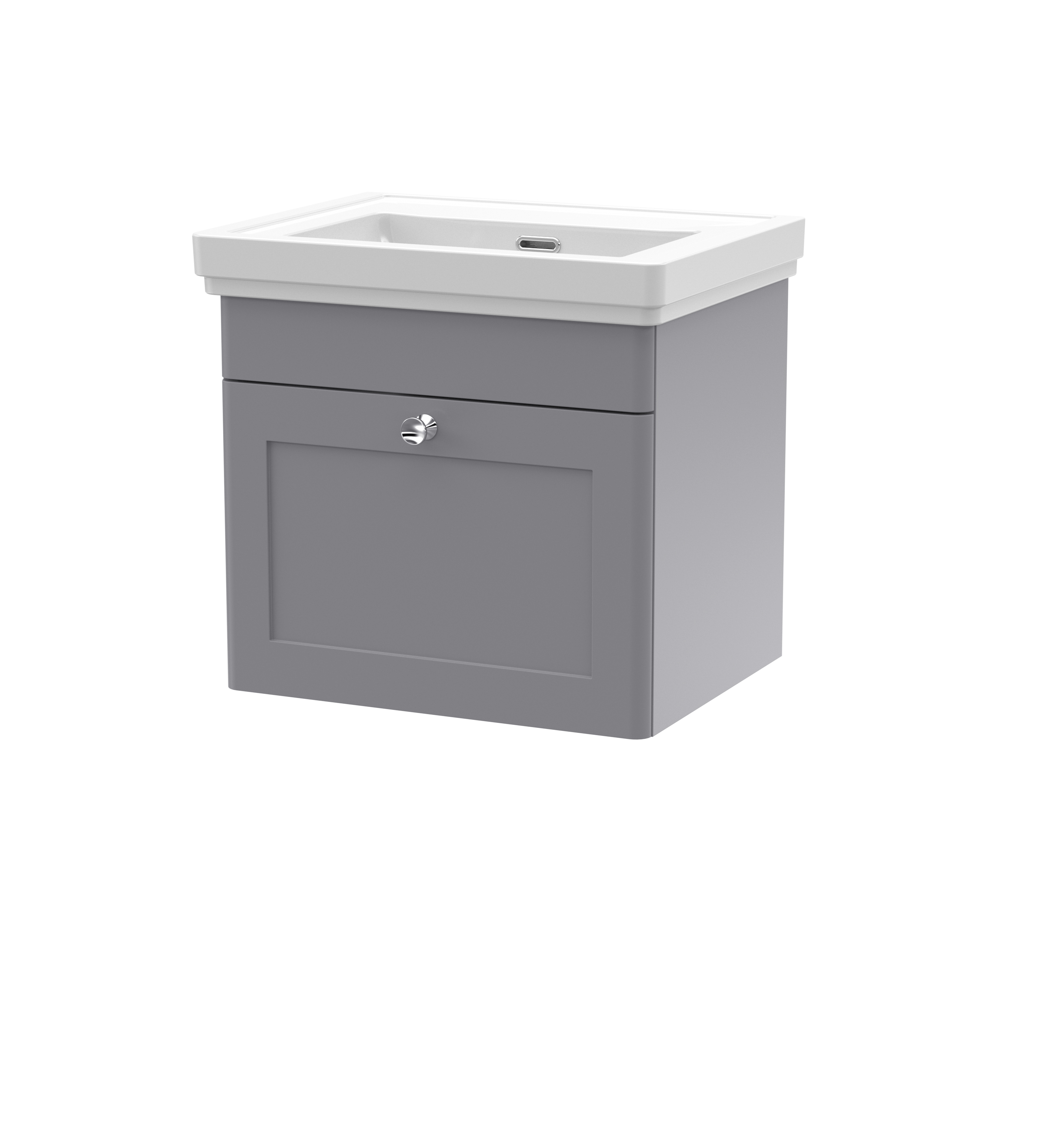 Nuie Classique Satin Grey 500mm Wall Hung 1 Drawer Vanity Unit and Basin 0TH CLC291H