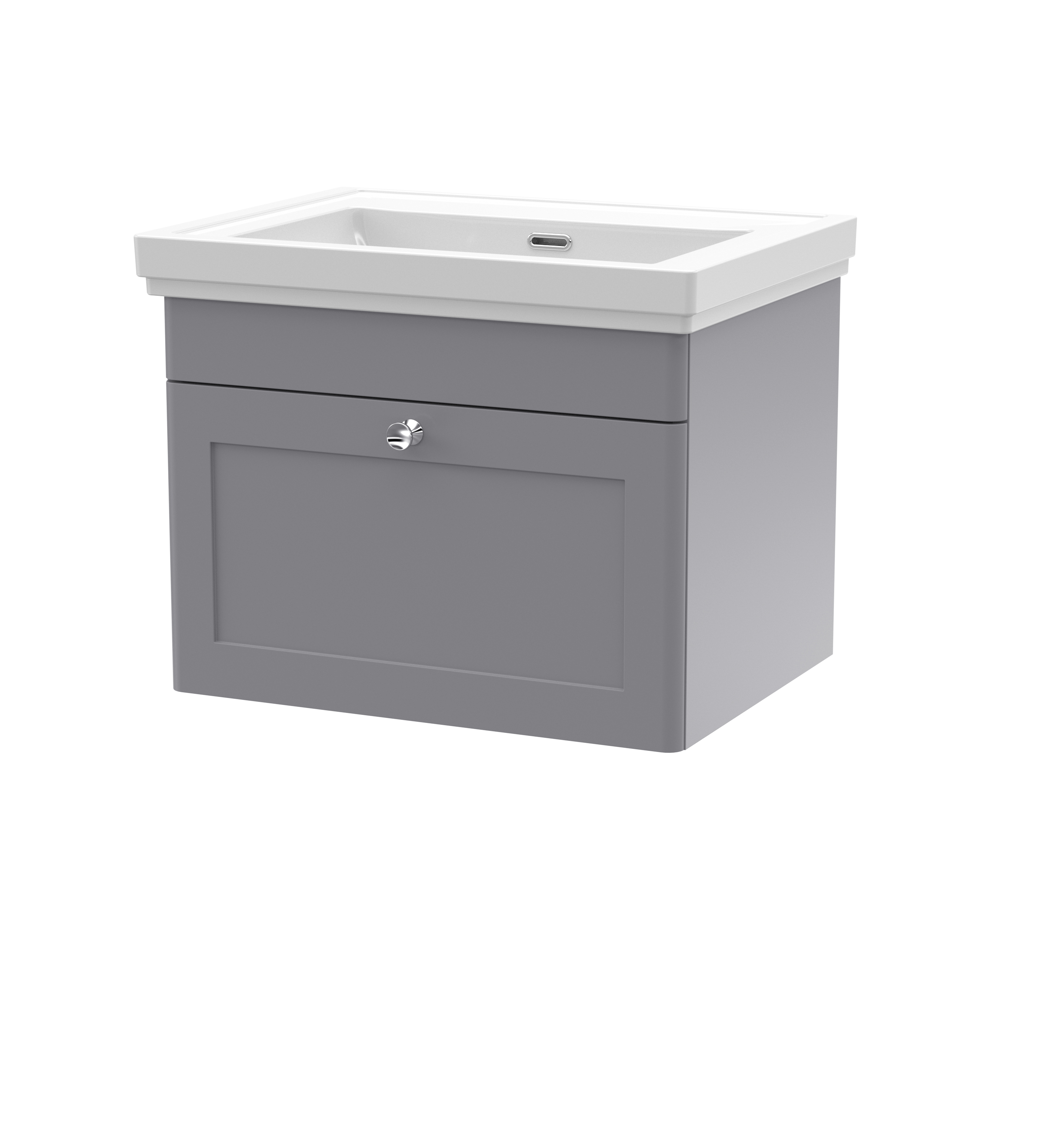 Nuie Classique Satin Grey 600mm Wall Hung 1 Drawer Vanity Unit and Basin 0TH CLC294H